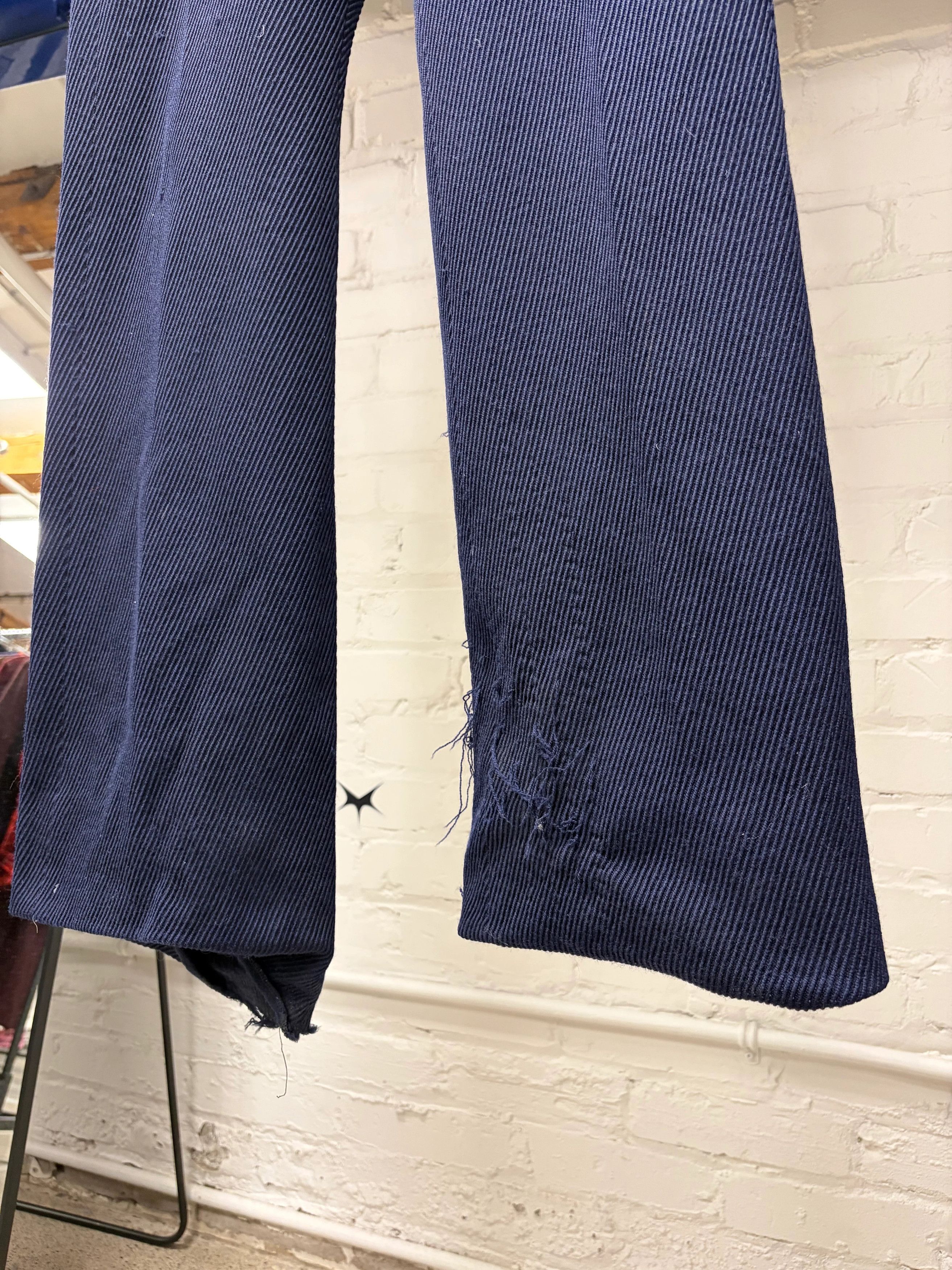 Ann Demeulemeester Ann Demeulemeester Diagonal Corduroy Men’s Blue Flared Leg Trousers Size US 32 / EU 48 - 2 Thumbnail
