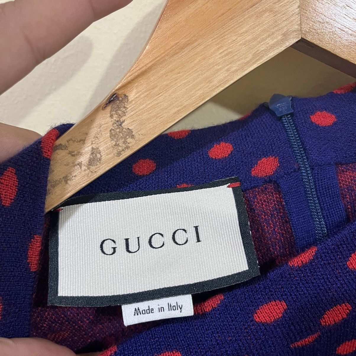 Gucci GUCCI POLKA DOT AND DOUBLE G WOOL DRESS IN BLUE Size M / US 6-8 / IT 42-44 - 3 Thumbnail
