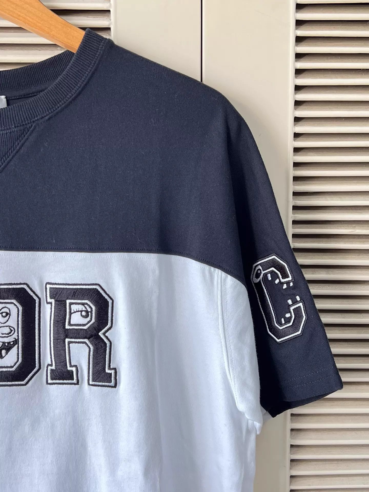 Dior Dior Black/White Colorblock Big Logo Sleeve Embro Tee M Size US M / EU 48-50 / 2 - 4 Thumbnail