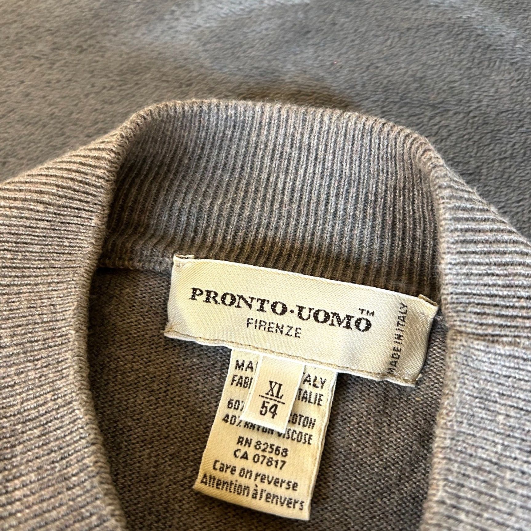 Pronto Uomo Pronto Uomo Gray Mock Neck Long Sleeve Sweater XL Mens Italy Made Cotton Blend Knit Pullover Classic Fit, Casual, Lightweight, Breathable Size US XL / EU 56 / 4 - 2 Thumbnail