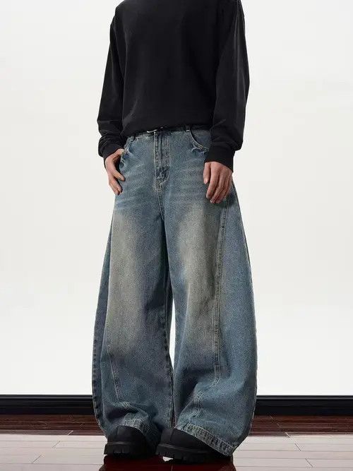 Japanese Brand VIBE Retro cut curved knife high street jeans Size US 33 - 6 Thumbnail