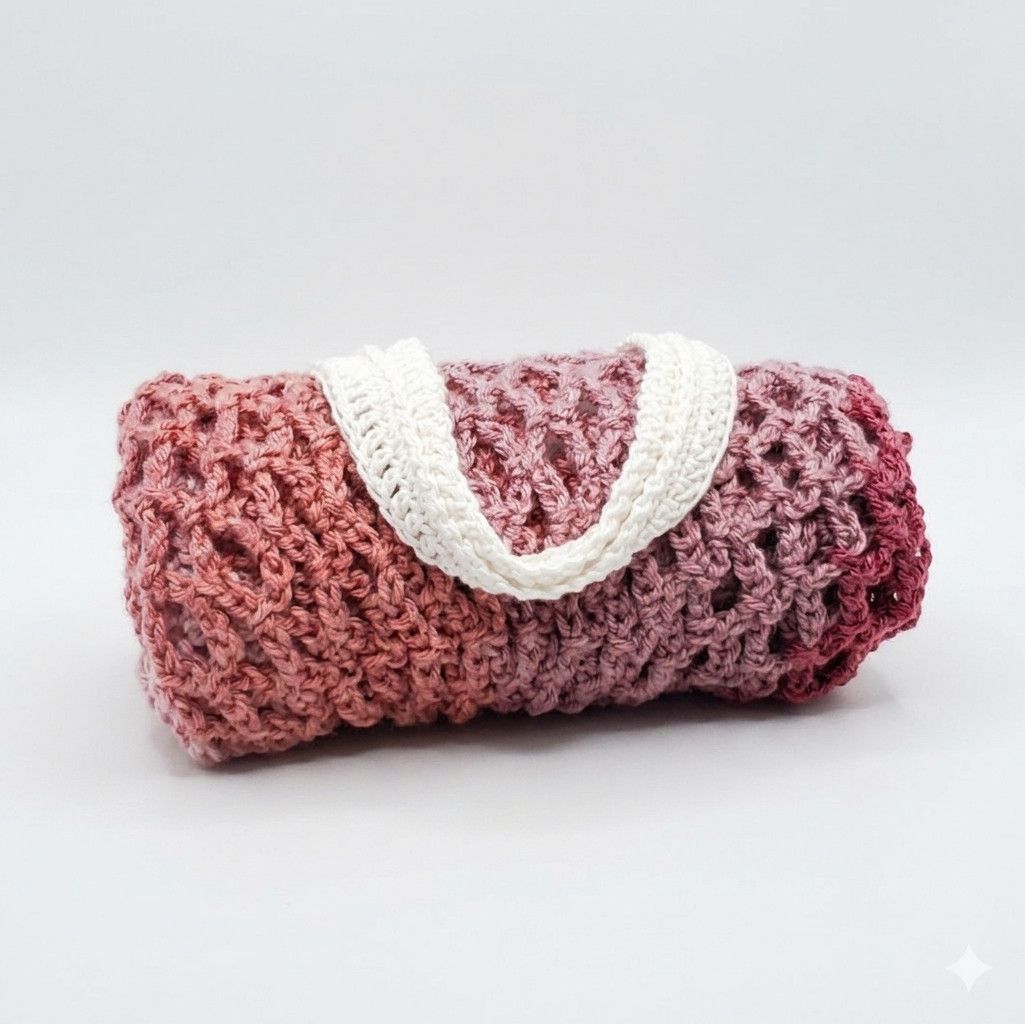 Handmade Market Bag Burgundy Handmade Crochet French Net Tote Sack Size ONE SIZE - 9 Thumbnail