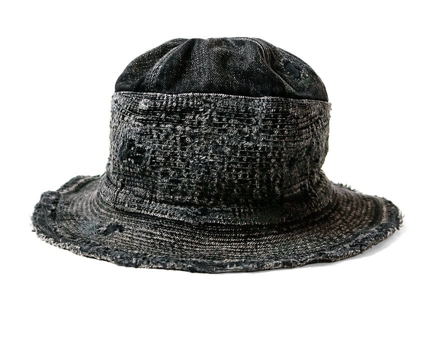 Kapital Kapital 11.5oz old man and sea crash damage black denim hat Size ONE SIZE - 1 Thumbnail