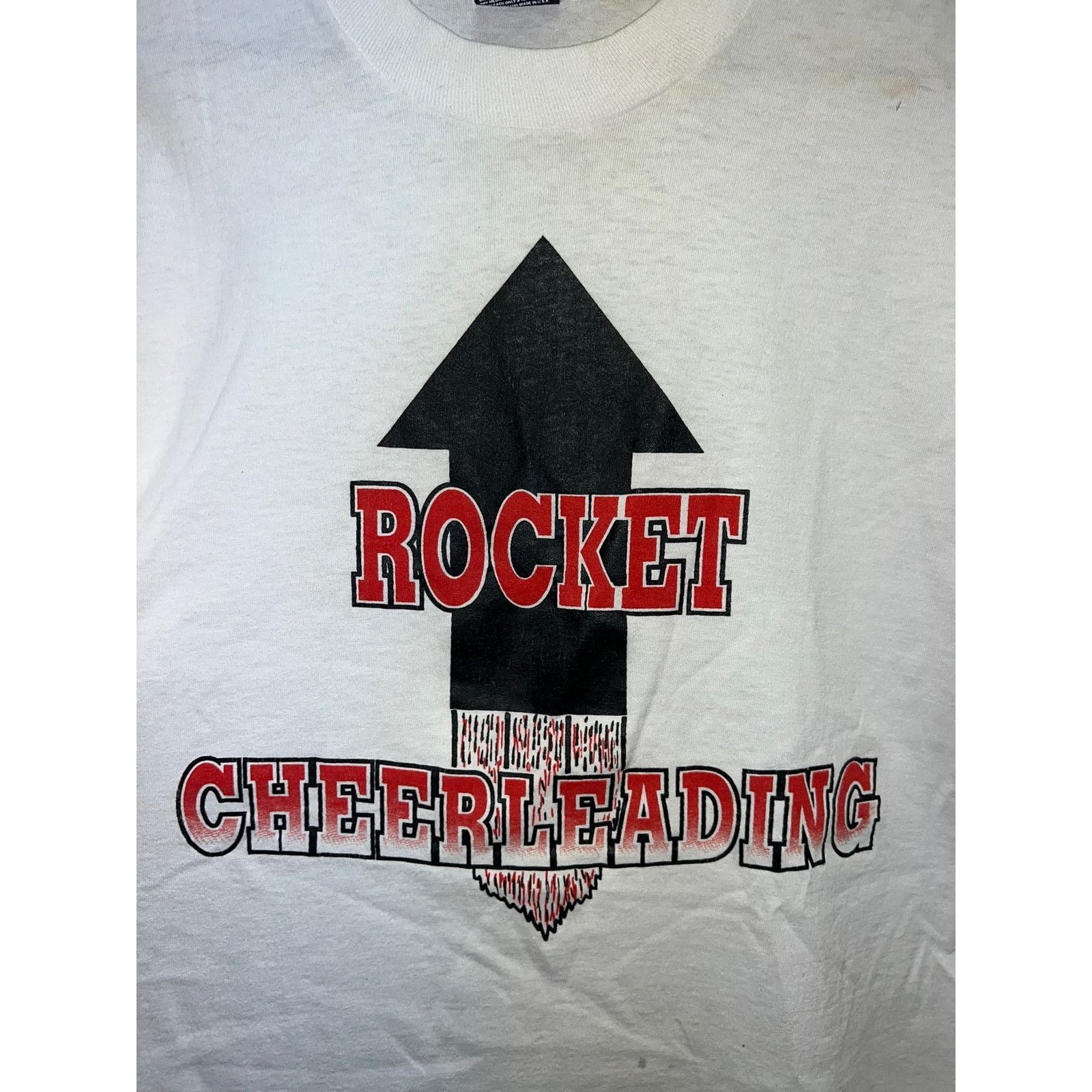 Fruit Of The Loom Vintage Cheerleading Shirt Rocket White USA Made Tee 90s XL Size US XL / EU 56 / 4 - 2 Thumbnail