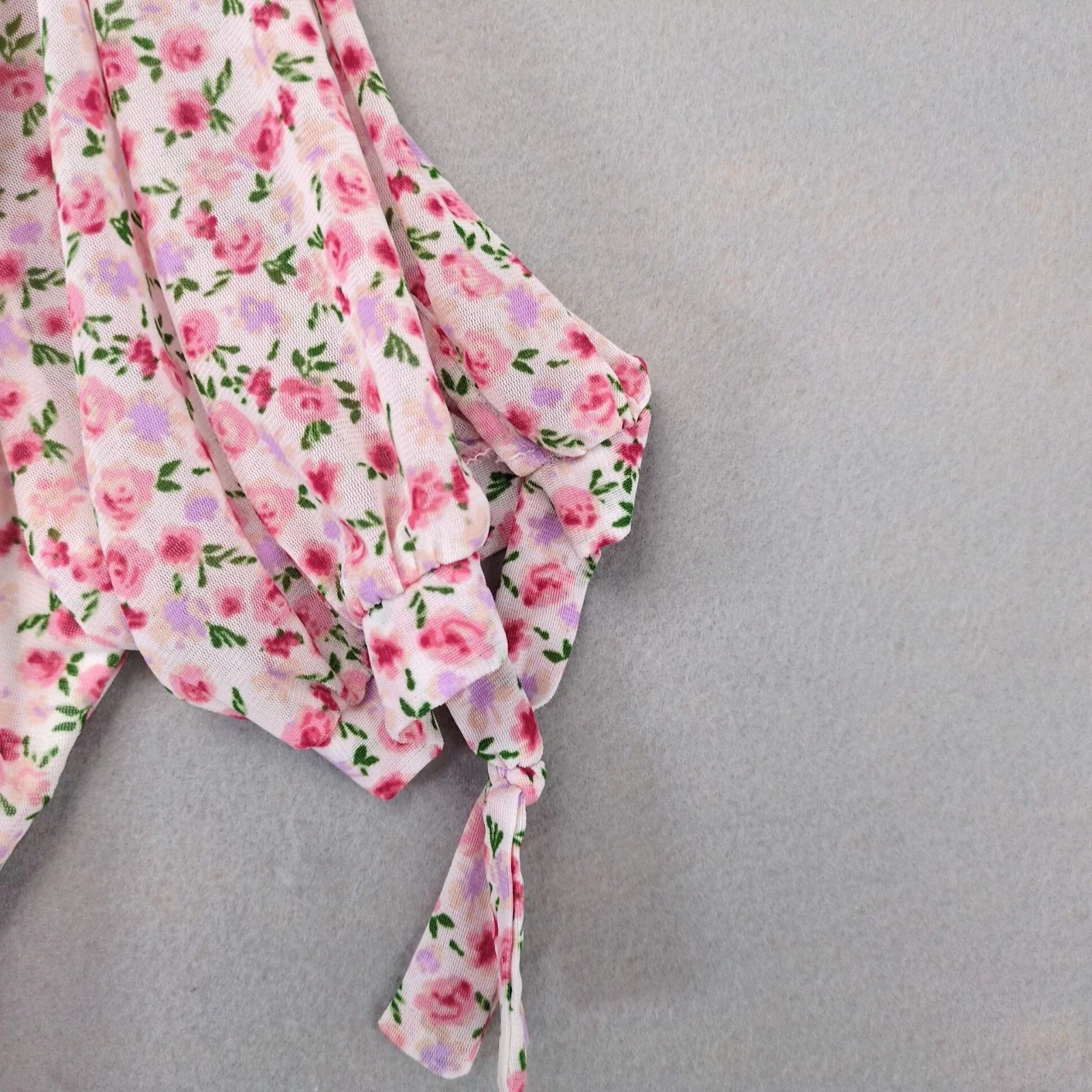 Other Siren Lily White Pink Floral Babydoll Dress Sz L Knee-Length Size L / US 10 / IT 46 - 8 Thumbnail