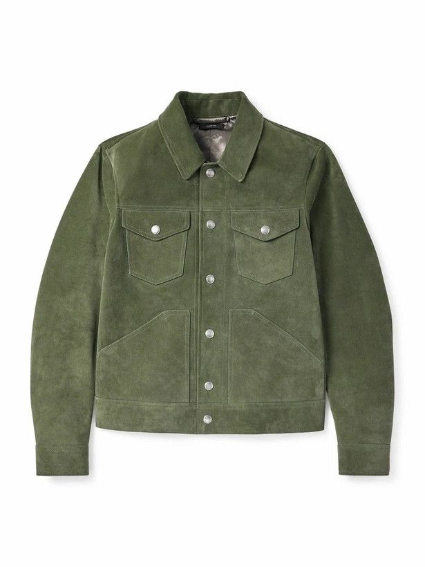 Tom Ford o1sm1stk0725 Suede Trucker Jacket in Green Size US L / EU 52-54 / 3 - 1 Preview