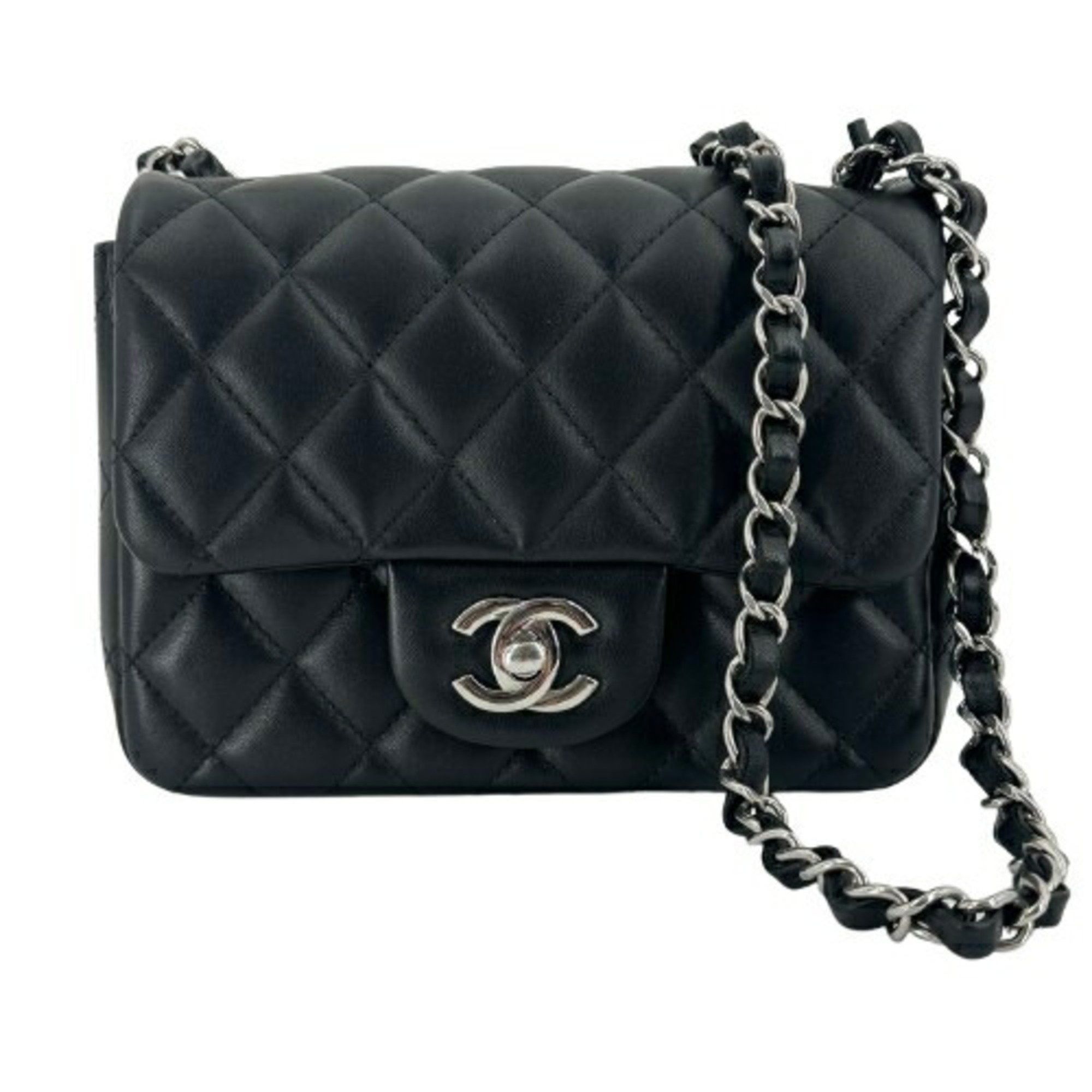 Chanel Mini Matelasse Lambskin A35200 Black Chain Shoulder Bag Random Serial Number Women's