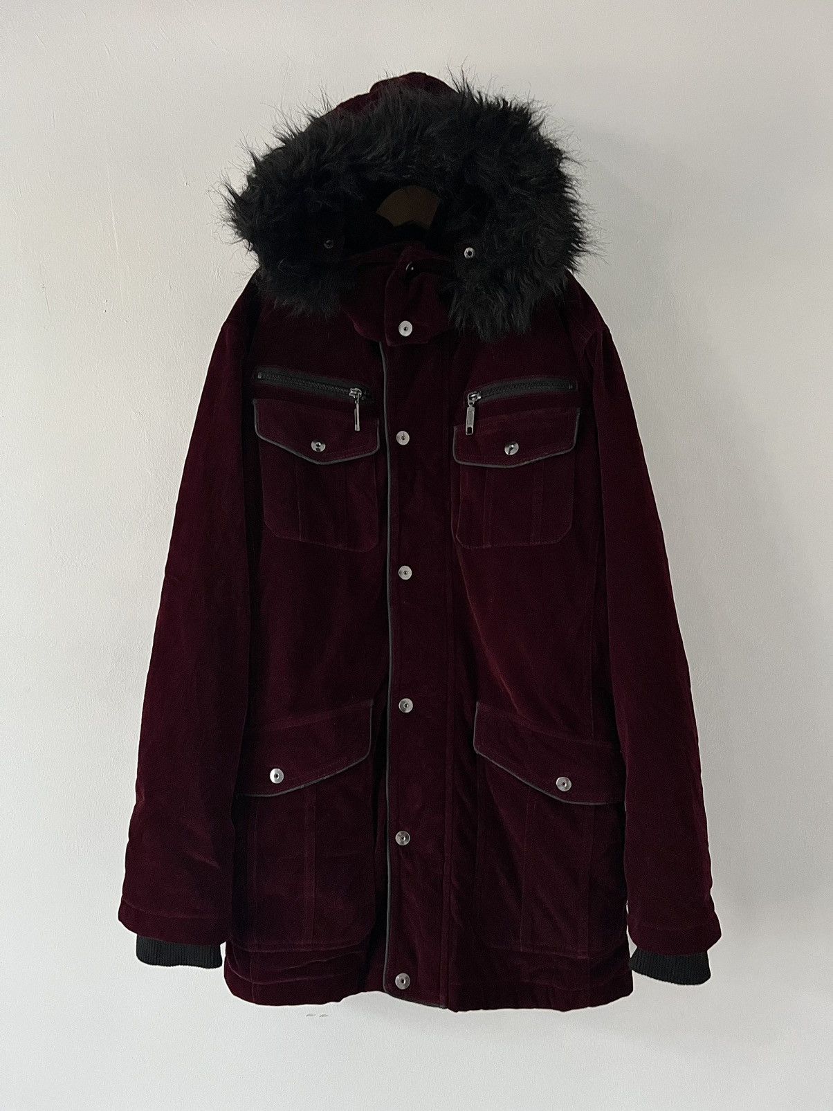 Japanese Brand 2000s NAUGHTY STYLE BURGUNDY VELVET BONDAGE PUNK JACKET Size US M / EU 48-50 / 2 - 1 Thumbnail