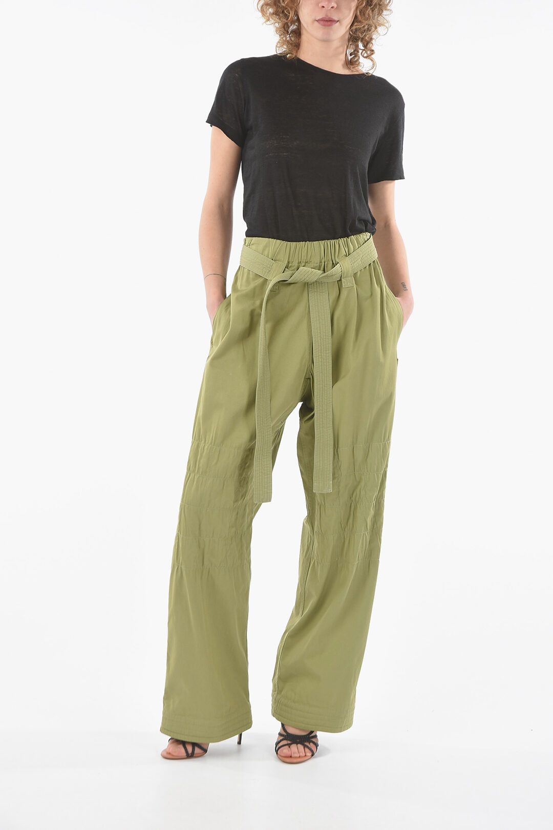 Stella McCartney og1mm0824 High Waist Belted Pant in Military Green Size 27" / US 4 / IT 40 - 4 Thumbnail