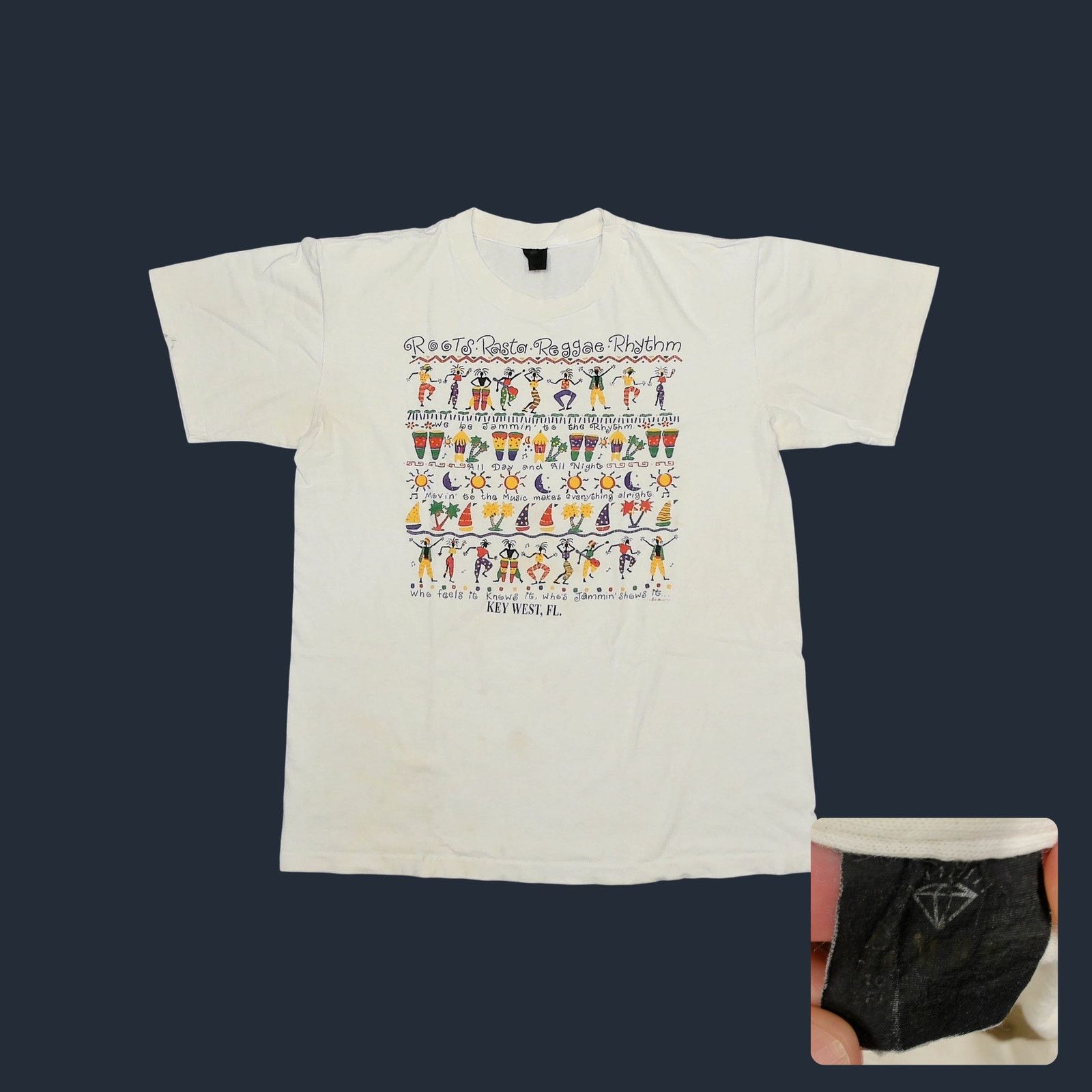 Vintage VTG 1990s Single Stitch Rasta Reggae Key West Graphic Tee Size US XL / EU 56 / 4 - 1 Thumbnail