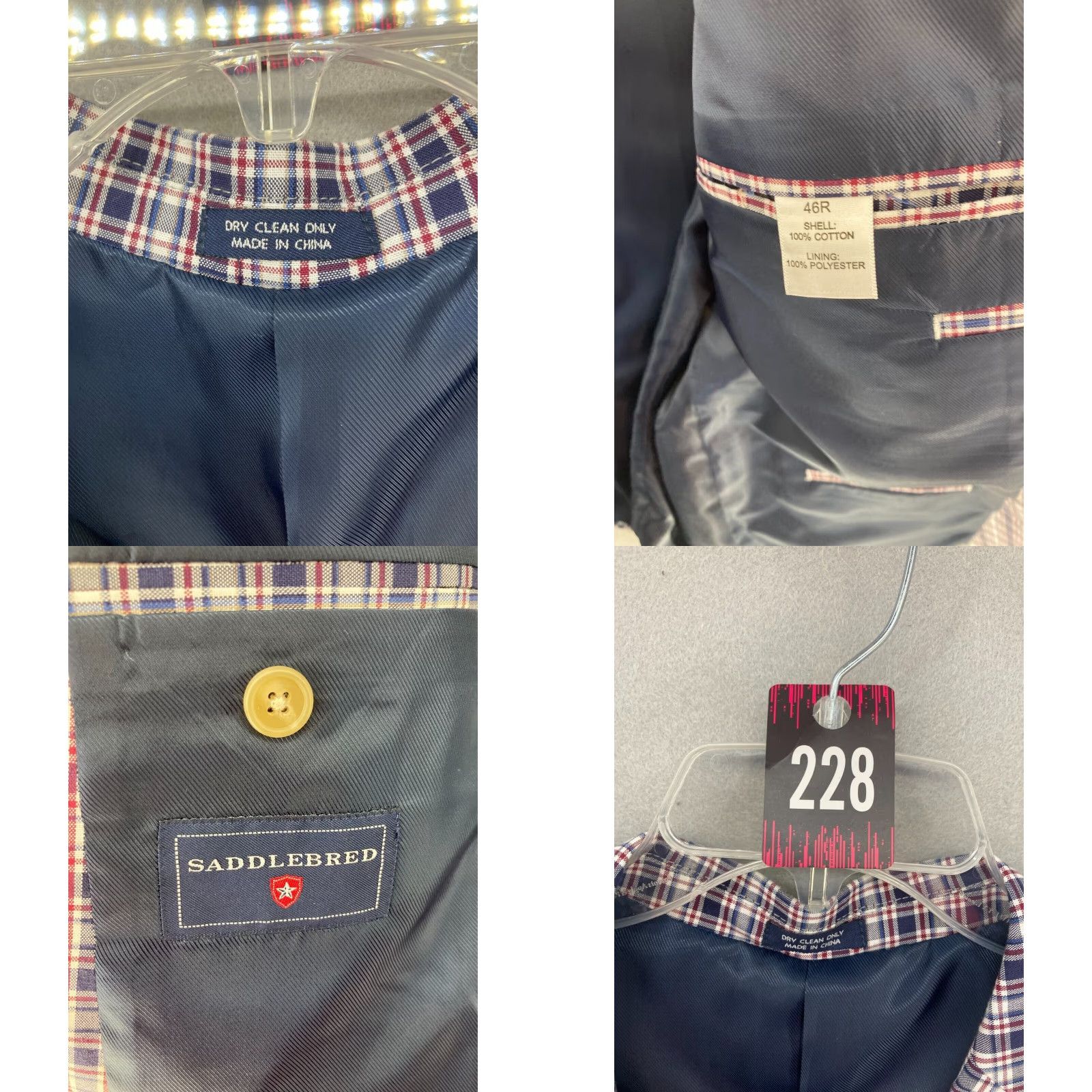 Vintage Mens Plaid Saddlebred Suit Jacket 46R Gentleman Size 46R - 8 Thumbnail