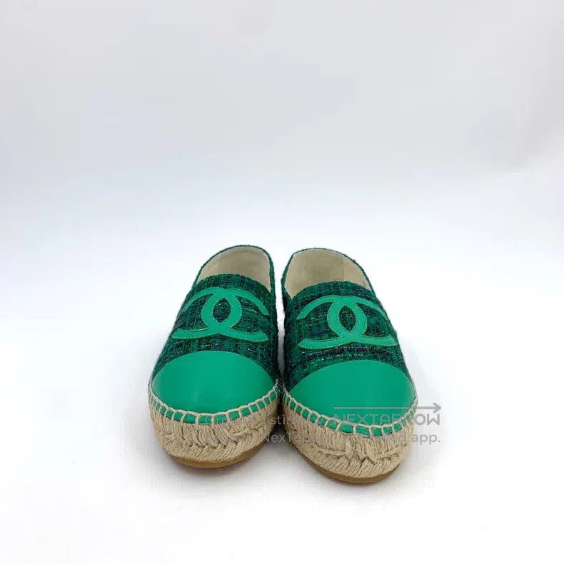 Chanel Chanel Green double C woven tweed fisherman's shoes Size US 6.5 / IT 36.5 - 3 Thumbnail