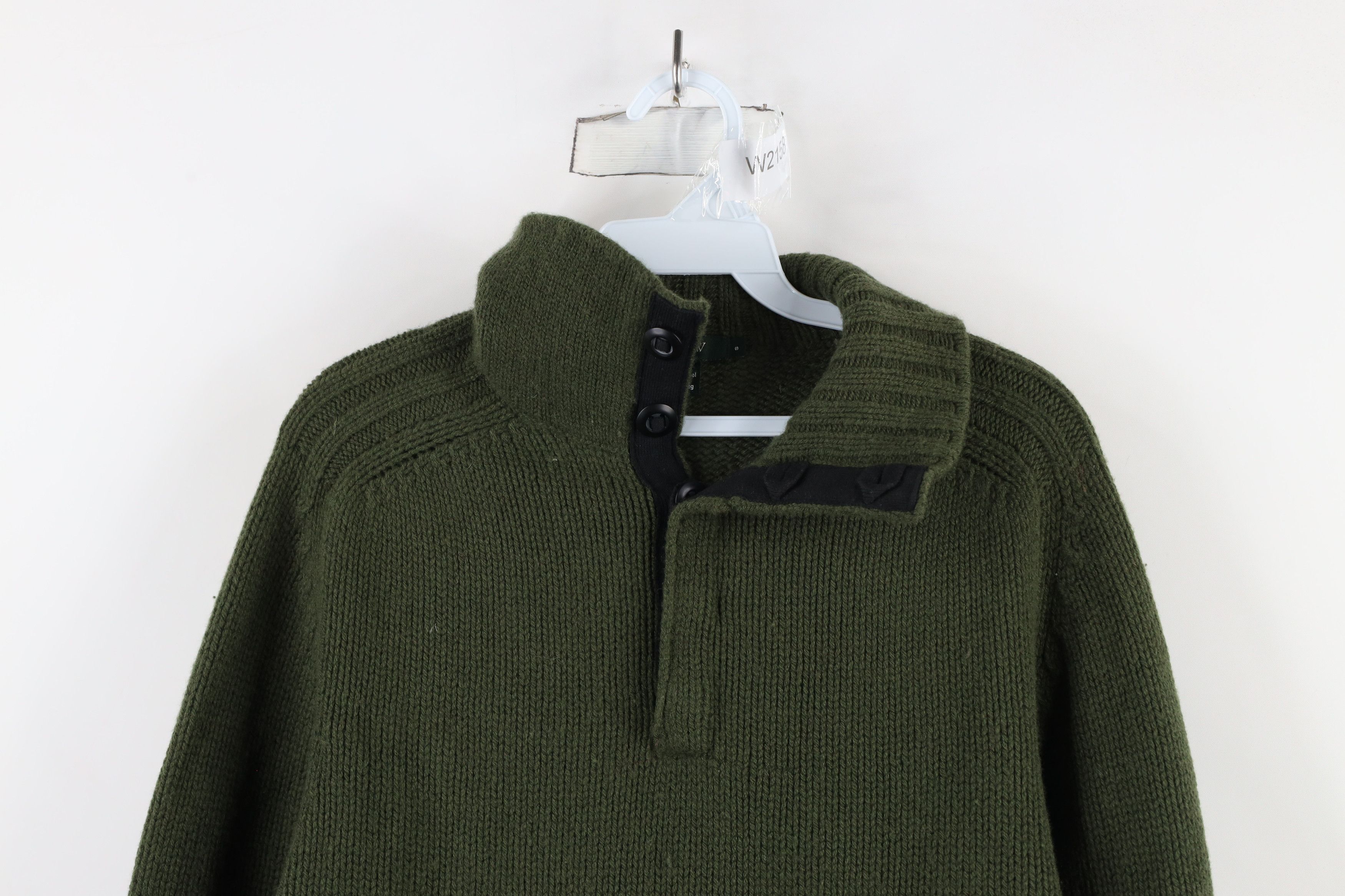 J.Crew × Vintage Vintage J Crew Chunky Knit Lambswool Henley Sweater Green Size US S / EU 44-46 / 1 - 2 Thumbnail