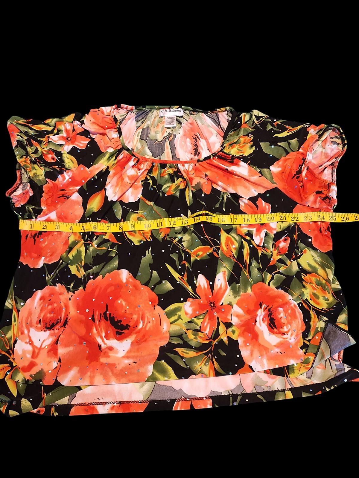 Other C.D. Daniels Floral Print Women's Tunic Top w Short Sleeves Size XXL / US 16-18 / IT 52-54 - 8 Thumbnail