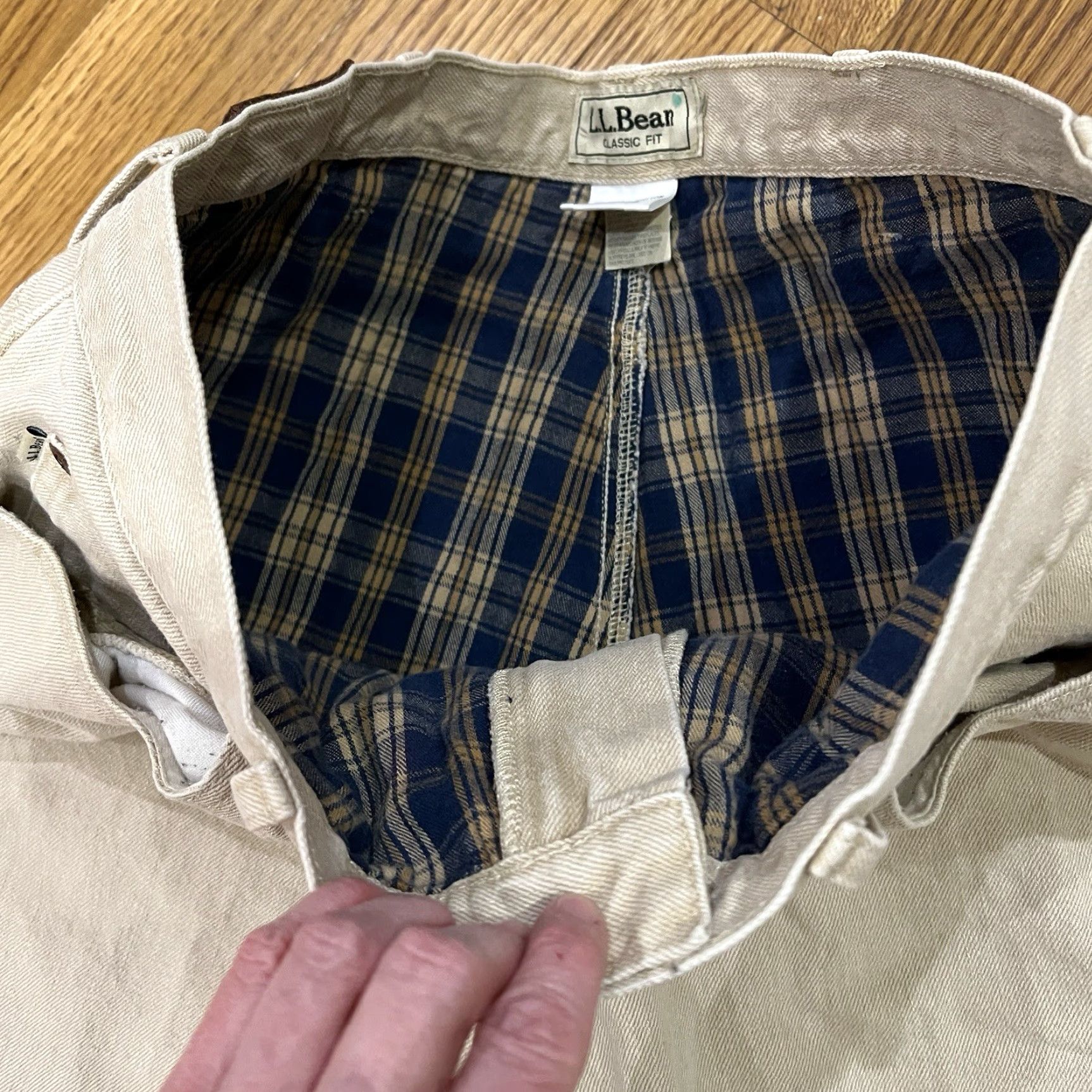 Vintage L.L. Bean Jeans Flannel Lined Mens 34x30 Classic Fit Cream Ivory Denim Size US 34 / EU 50 - 6 Thumbnail
