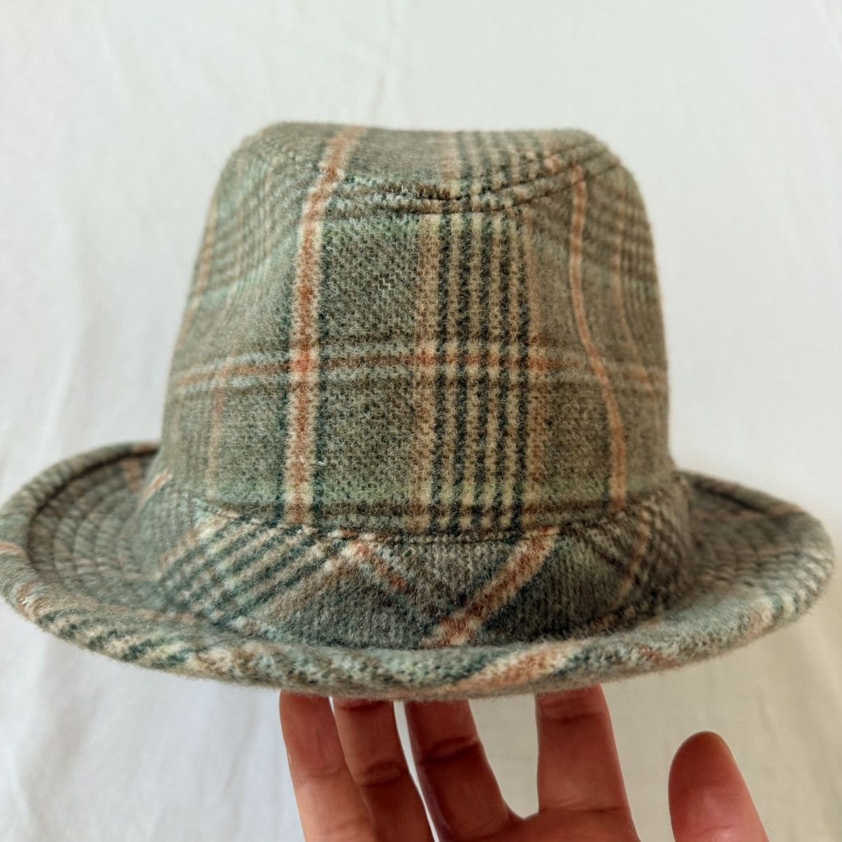 Other Vintage Style Wool Plaid Hat Green Tan Check Brim Cap S/M Size ONE SIZE - 6 Thumbnail