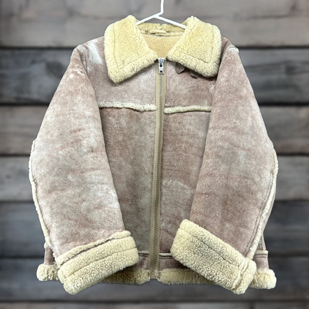 VINTAGE Cockpit B-3 Bomber Jacket Mens 40 Brown Tan Leather Shearling 90s USA Dark Brown Vintage Mens Jacket