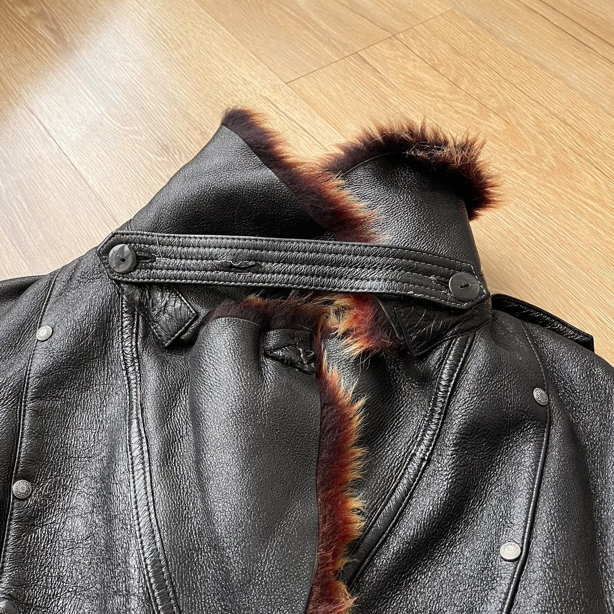 If Six Was Nine 70s VTG Sheepskin Fur Trench Belted Leather Coat LGB Style Size XS / US 0-2 / IT 36-38 - 9 Thumbnail