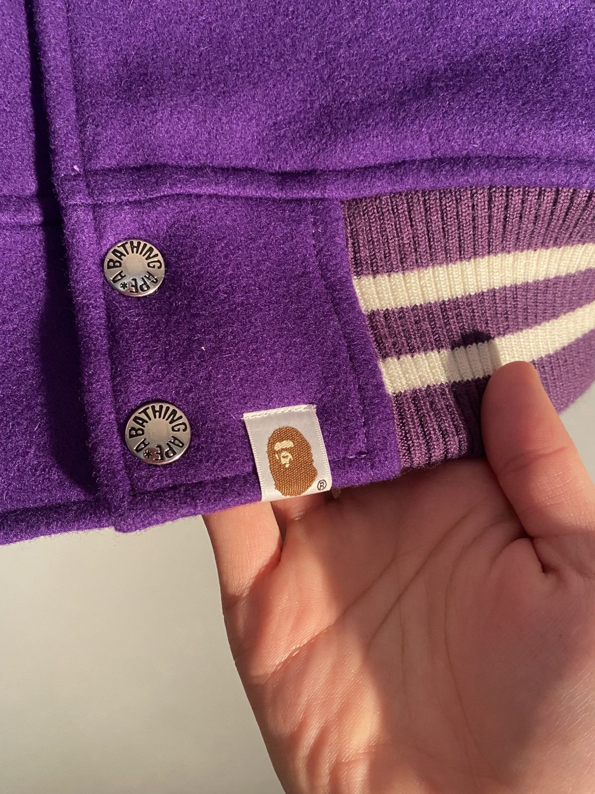 Bape BAPE Varsity Jacket Purple/White (M) - Like New Size US M / EU 48-50 / 2 - 4 Thumbnail