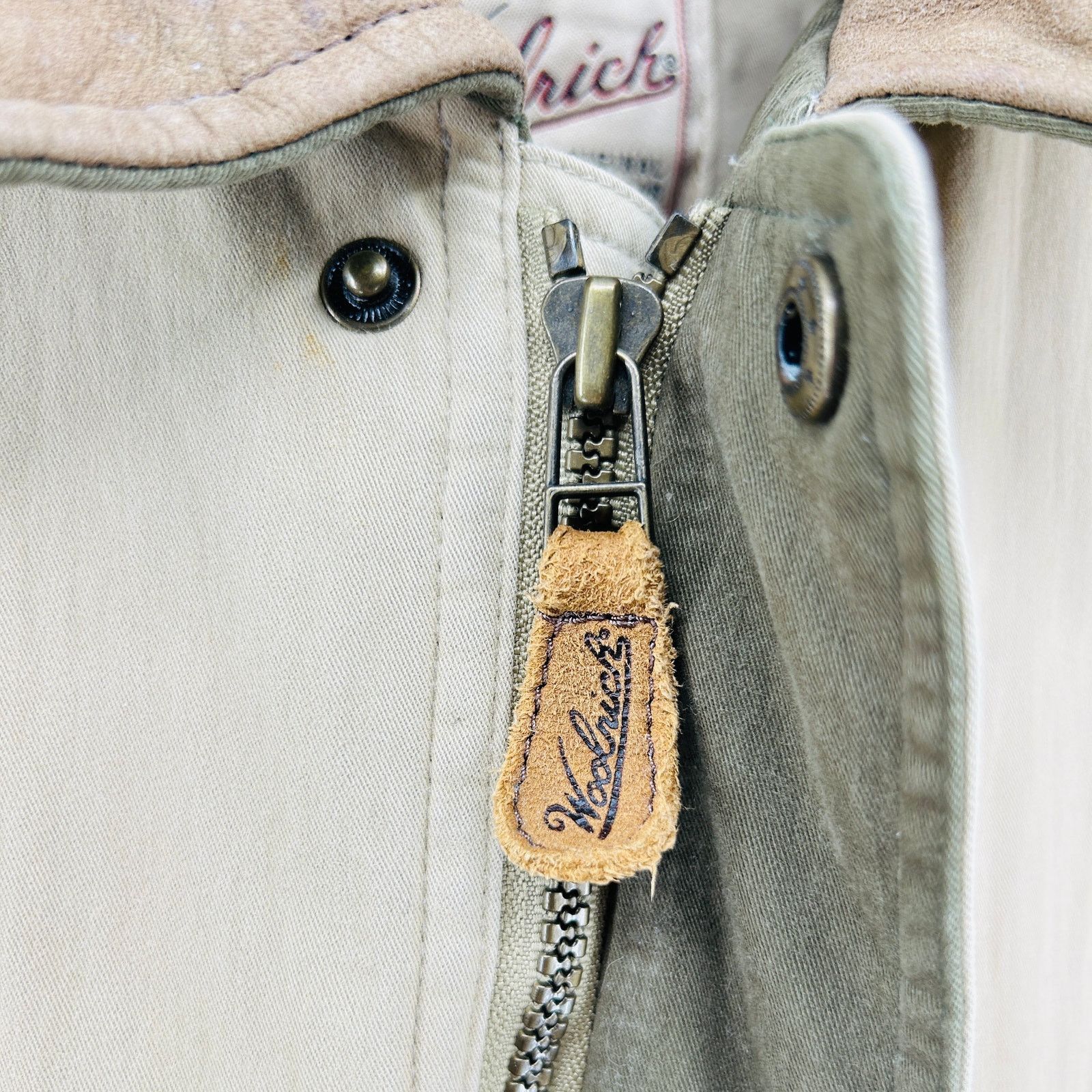 Woolrich Woolen Mills 90s Woolrich Distressed Tan Barn Coat + Leather Collar Size US L / EU 52-54 / 3 - 4 Thumbnail