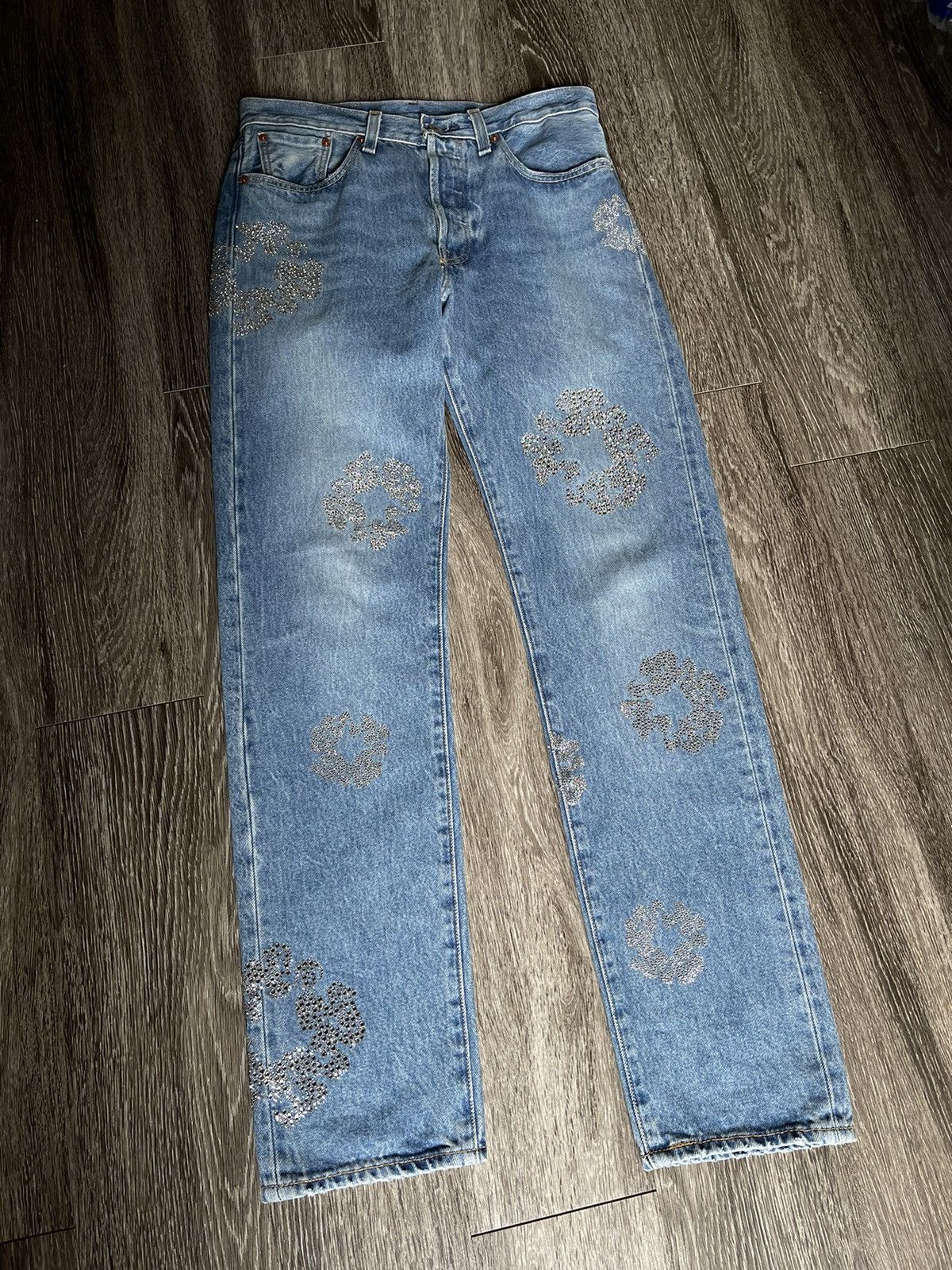 DENIM TEARS Denim Tears Bust Down Crystal Light Blue Denim Jeans Size US 30 / EU 46 - 1 Thumbnail