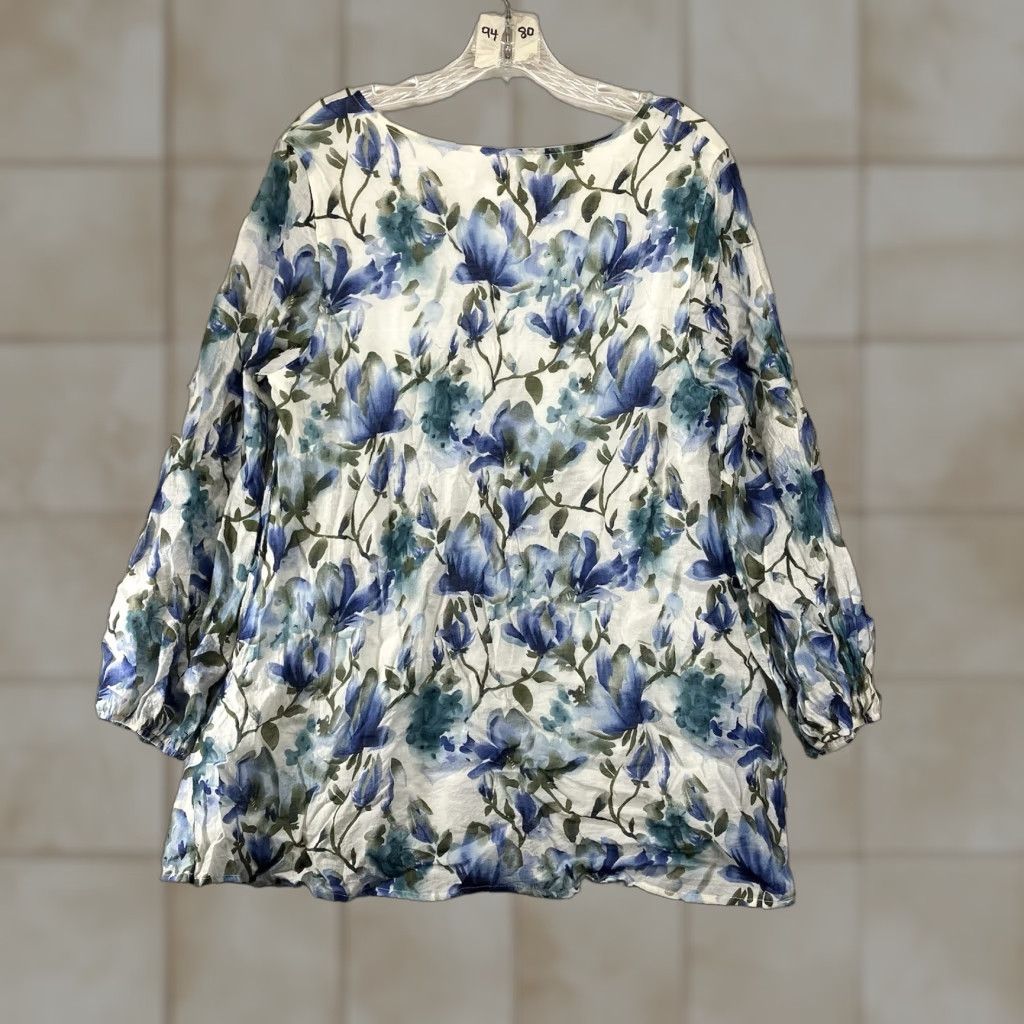 Gloverall Paisley Vine Blouse Shirt Women's XL All Over Flower Print Top Tunic Bohemian 80s Art Floral Multicolor Lined Sheer Sleeves Casual Size XL / US 12-14 / IT 48-50 - 1 Thumbnail