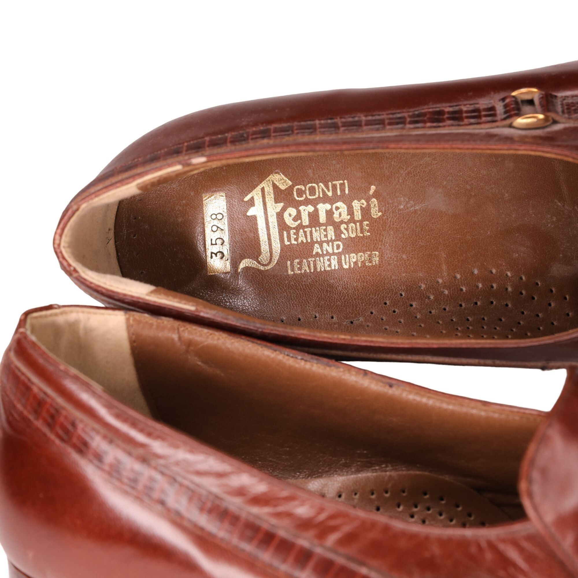Ferrari New Vintage Conti Ferrari Men's 9 Brown Leather Handcrafted Size US 9 / EU 42 - 7 Thumbnail