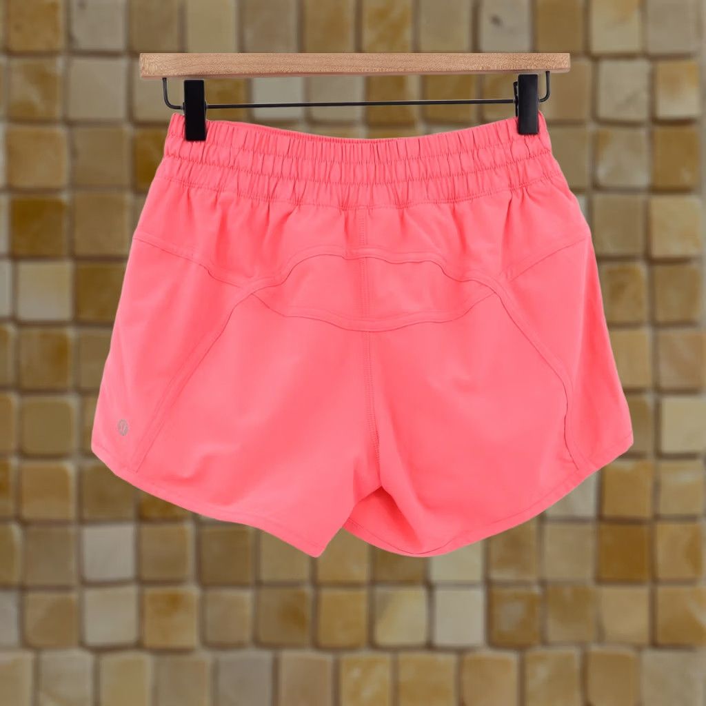 Lululemon Lululemon Women's Run: Track Attack Short Pink Peony Sz 6 - 4" Inseam, Elastic Waist, Pockets, Blended Material, Machine Wash Size 28" / US 6 / IT 42 - 1 Thumbnail