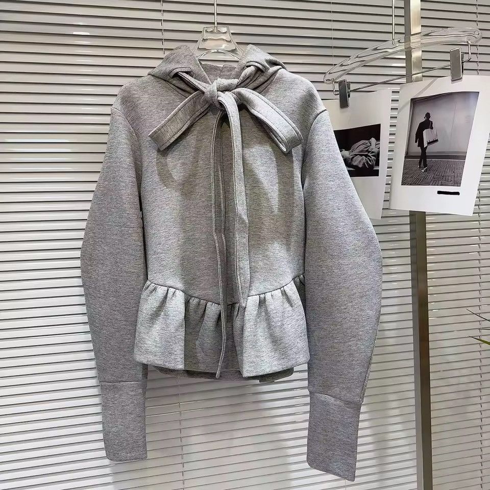 Other Designer Bandage Ruffles Gray Cute Sweatshirt Hoodie Size M / US 6-8 / IT 42-44 - 3 Thumbnail