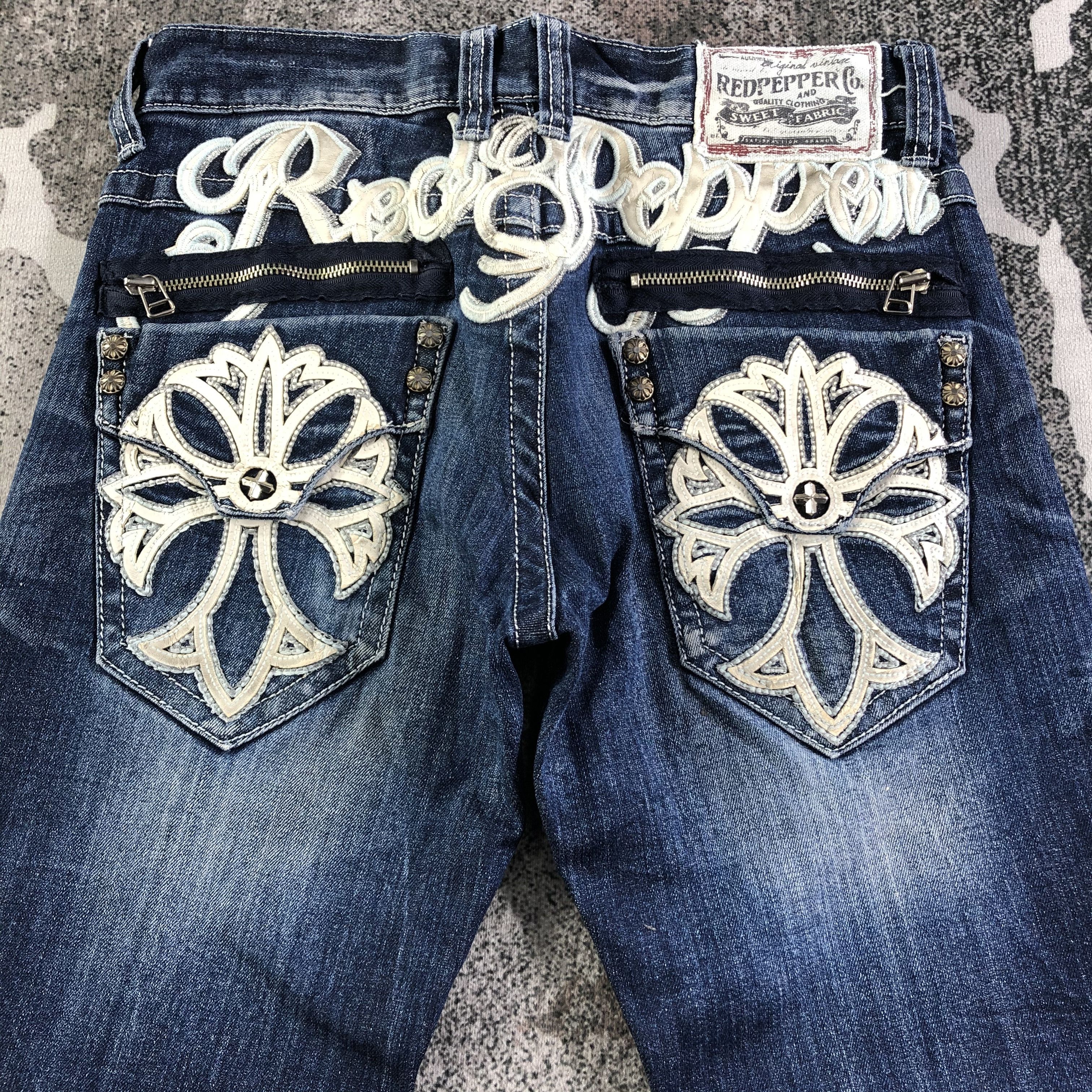 Japanese Brand Japanese Brand Red Pepper Jeans Patchwork Denim Size US 28 / EU 44 - 4 Thumbnail