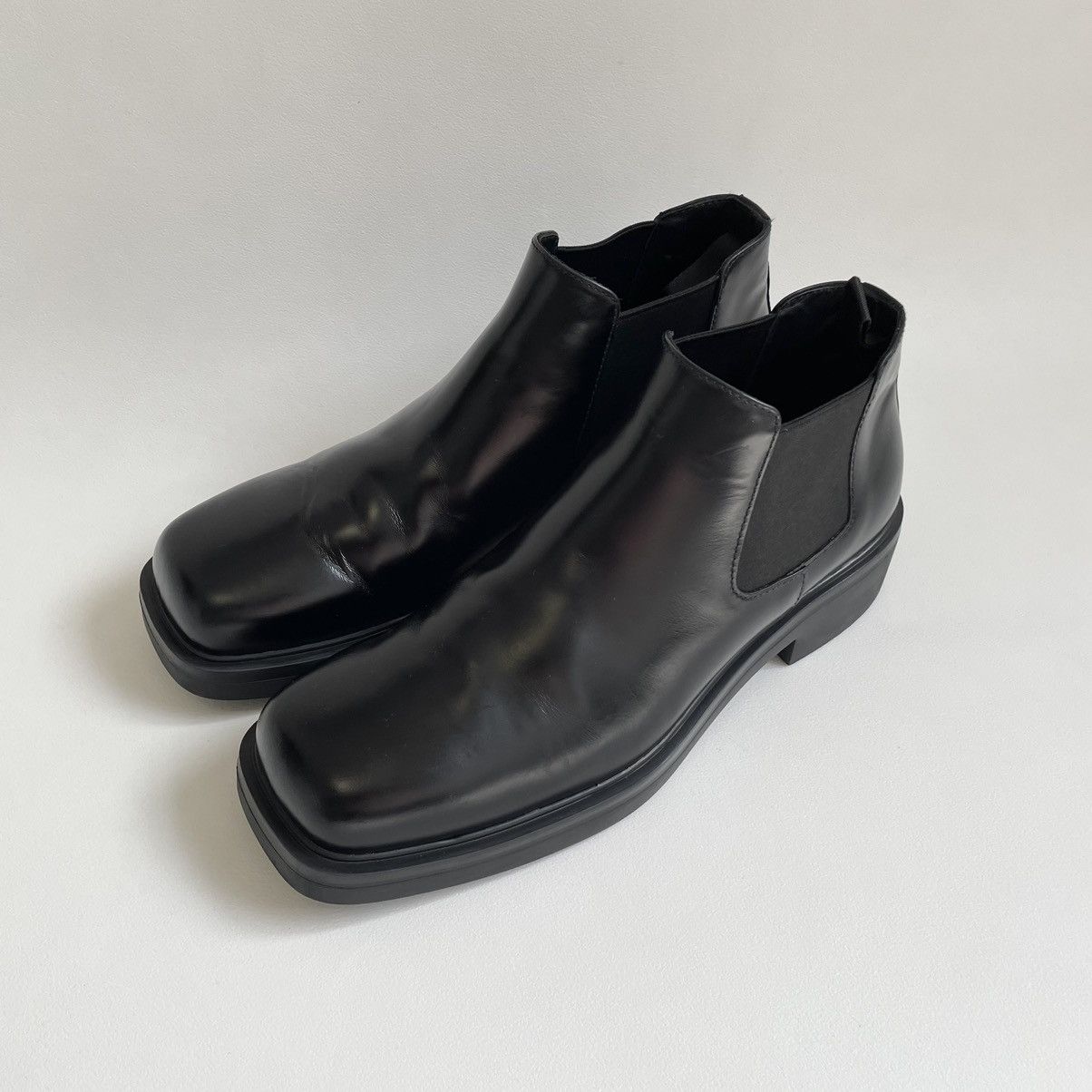 Prada Black Leather ‘Square Toe Boots’ Size US 10.5 / EU 43-44 - 6 Thumbnail