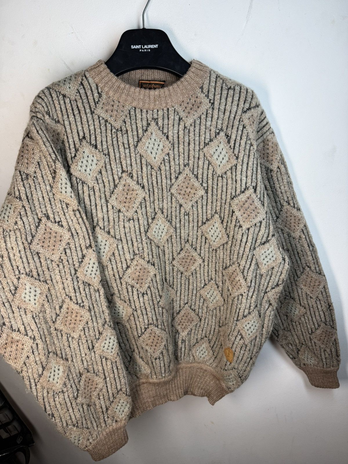 Yves Saint Laurent 90s Wool YSL Sweater Soft Beige Vintage Yves Saint Laurent Size US L / EU 52-54 / 3 - 2 Thumbnail