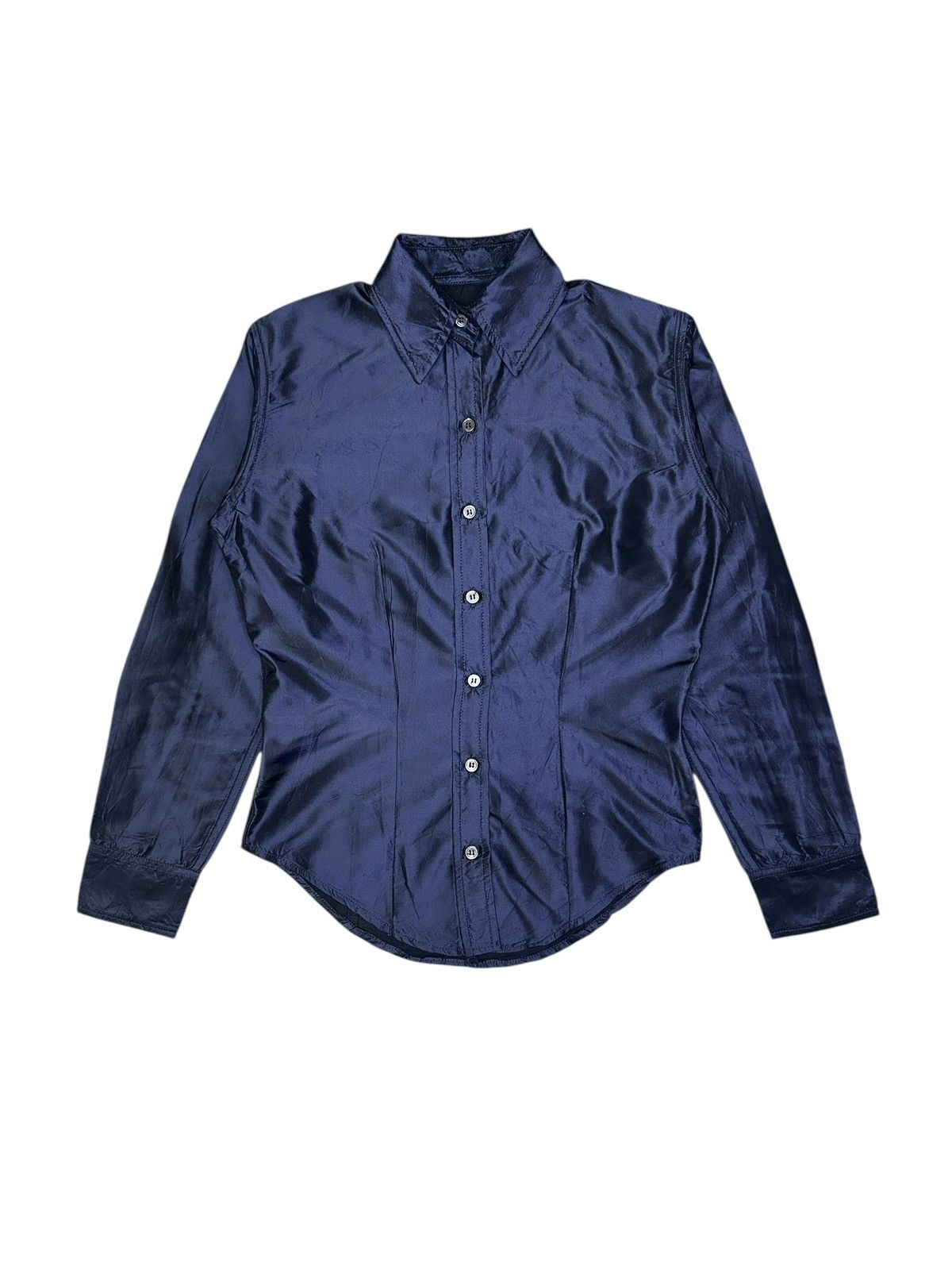 Paul Harnden Shoemakers Metallic Silk Button Up Shirt Size XS / US 0-2 / IT 36-38 - 1 Thumbnail