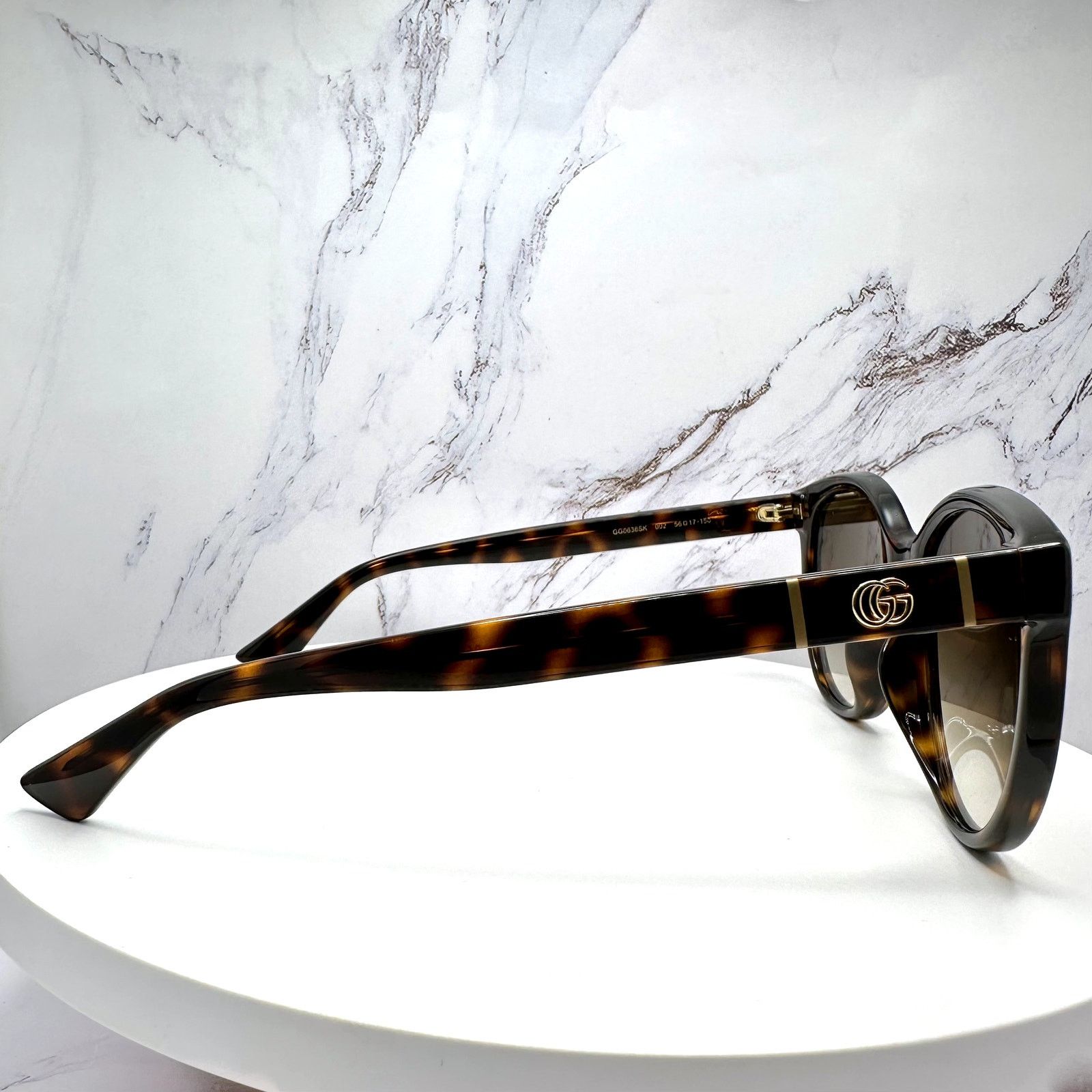 Gucci New GUCCI Sunglasses 56mm Brown Tortoise Round Gold Metal Size ONE SIZE - 6 Thumbnail