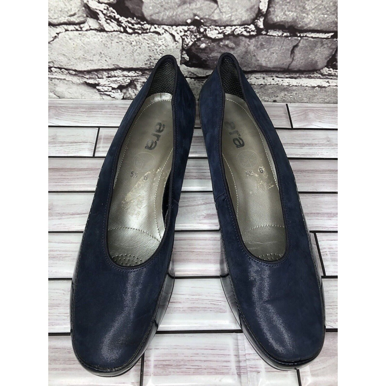 Other ARA Blue Leather Comfort Patent Wedge Pump Dress Shoes Women Size US 7 / IT 37 - 2 Thumbnail