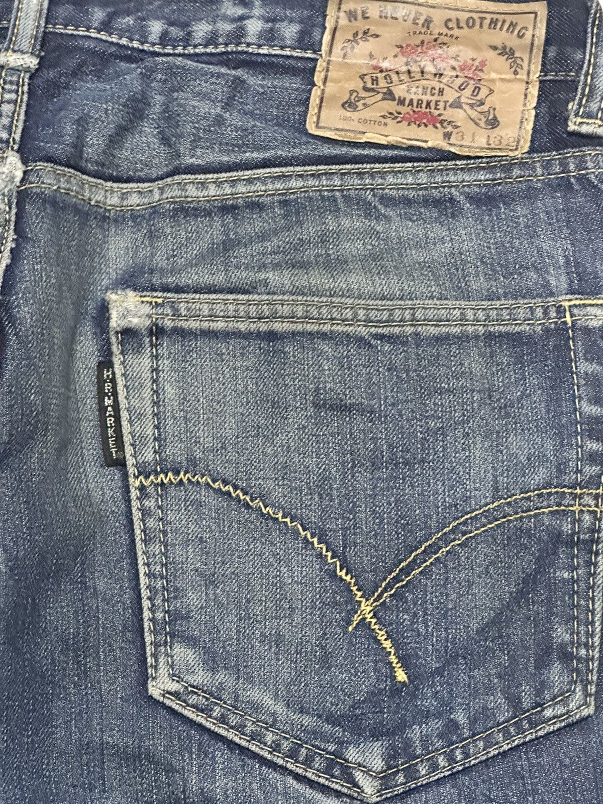 HOLLYWOOD RANCH MARKET Vintage HRM Distressed Jeans Baggy Loose With Thunder Faded Size US 32 / EU 48 - 7 Thumbnail