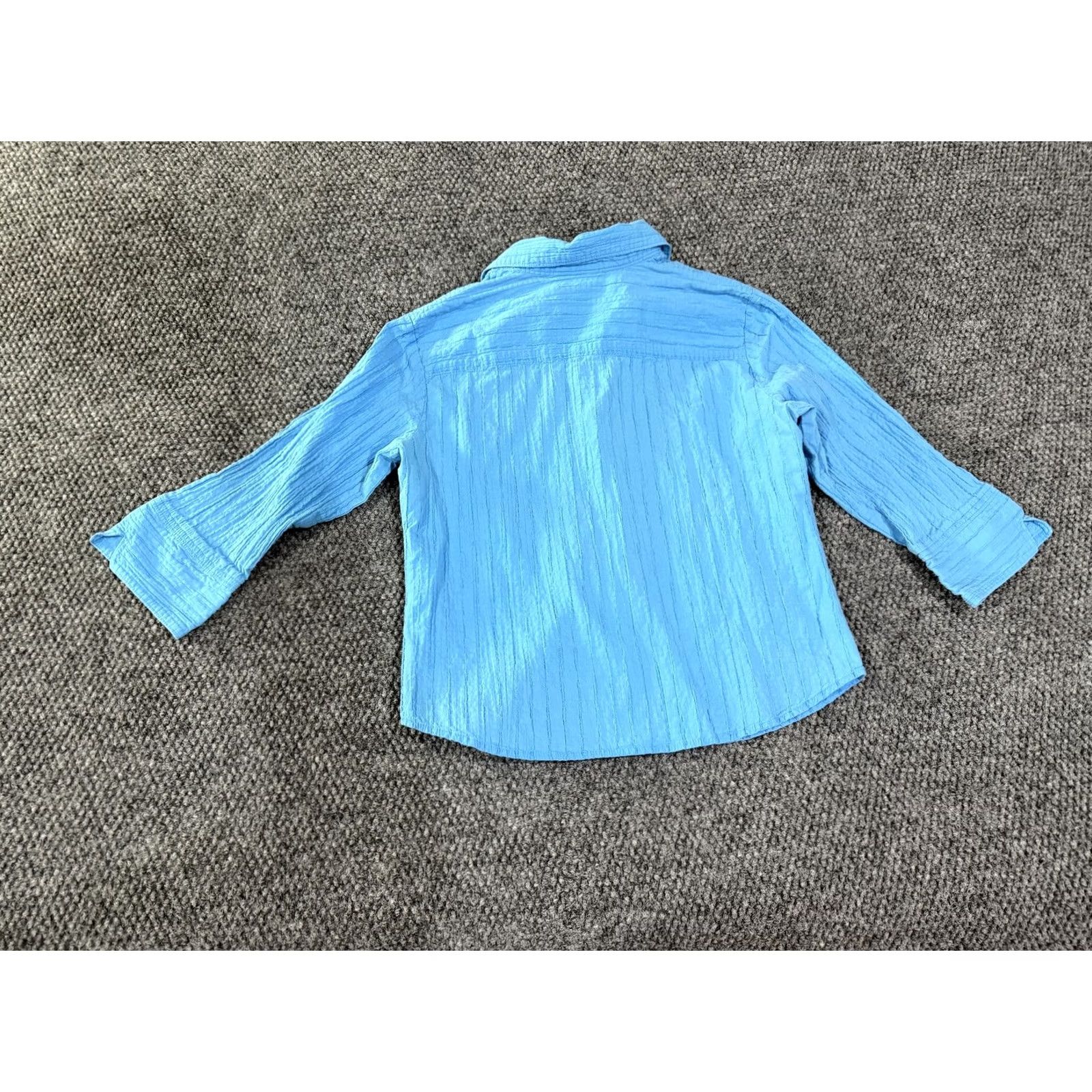 Coldwater Creek Coldwater Creek Shirt PXS Womens Blue Solid Stretch 3/4 Sleeve Button Front Top Size XS / US 0-2 / IT 36-38 - 6 Thumbnail