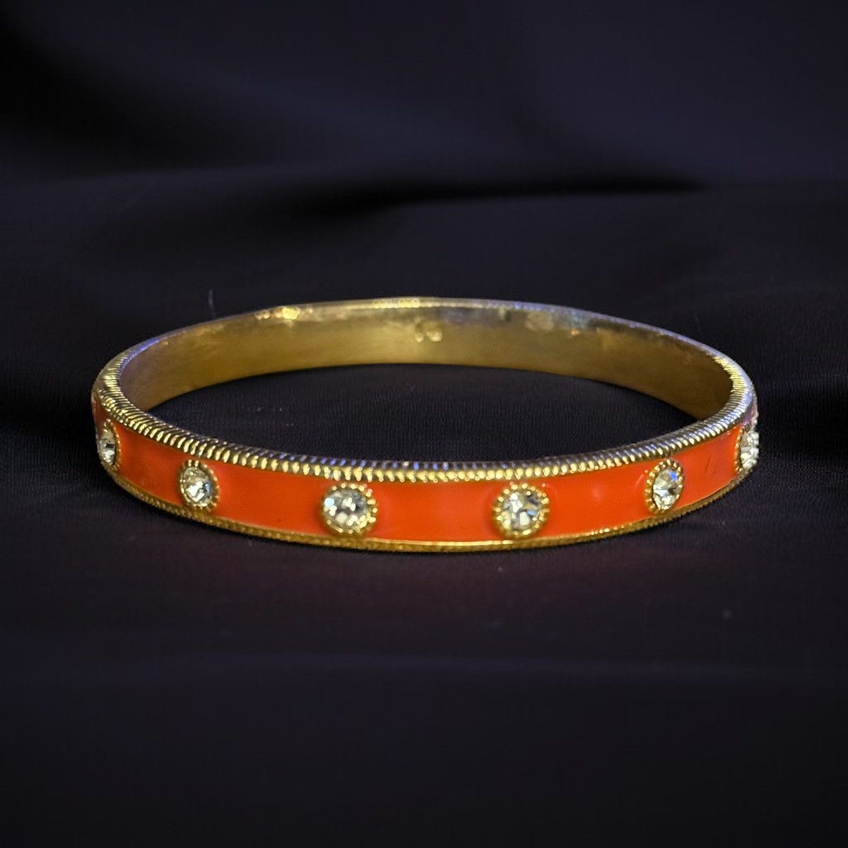Other Gold tone orange enamel rhinestone bangle bracelet Size ONE SIZE - 1 Thumbnail
