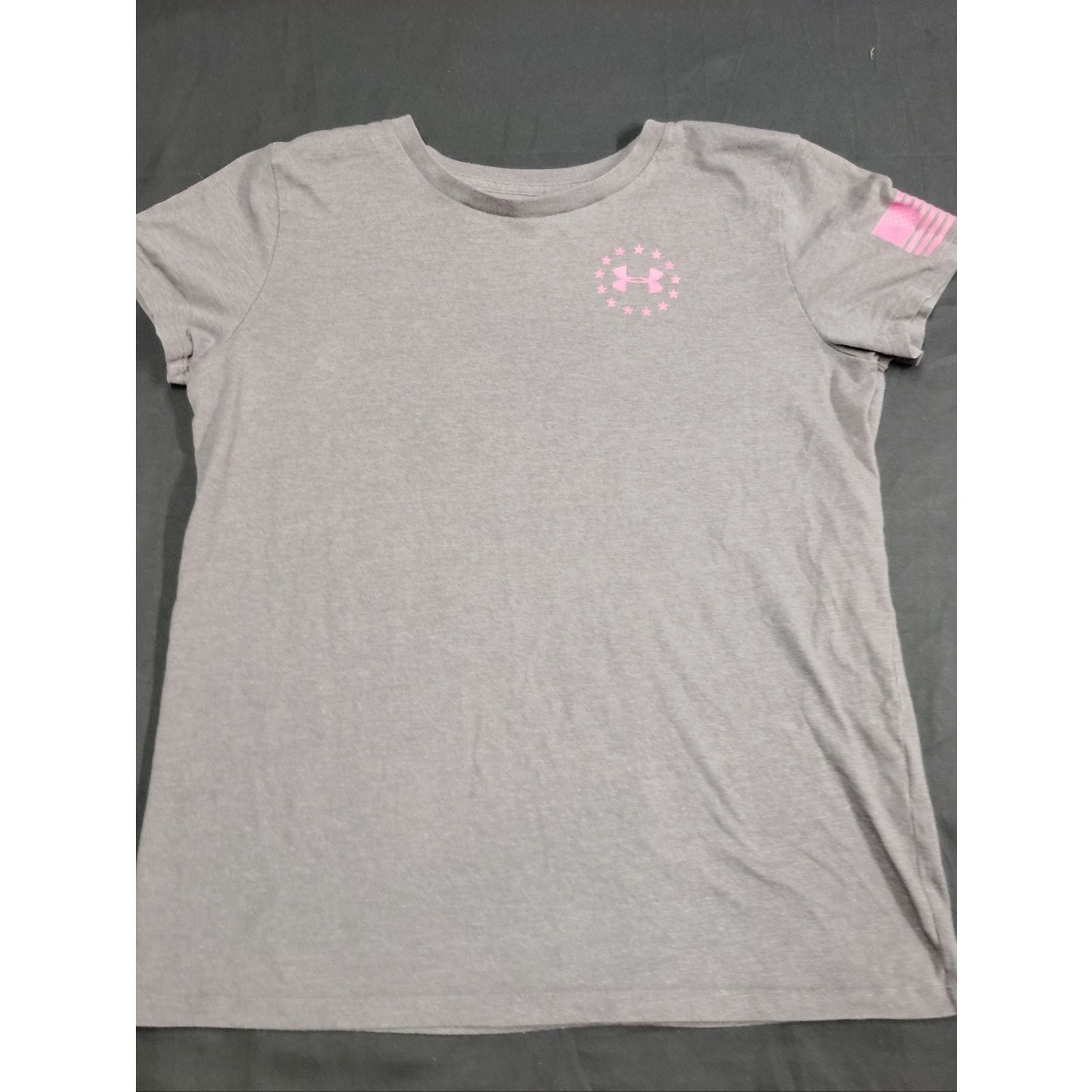 Under Armour Under Armour Light Gray Tee with Pink Freedom Flag Accents Size M / US 6-8 / IT 42-44 - 1 Thumbnail