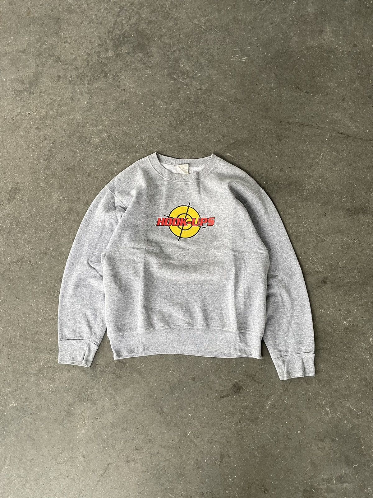 image of Vintage 90's Hook Ups Skateboards Sweatshirt Usa in Grey, Men's (Size Medium)