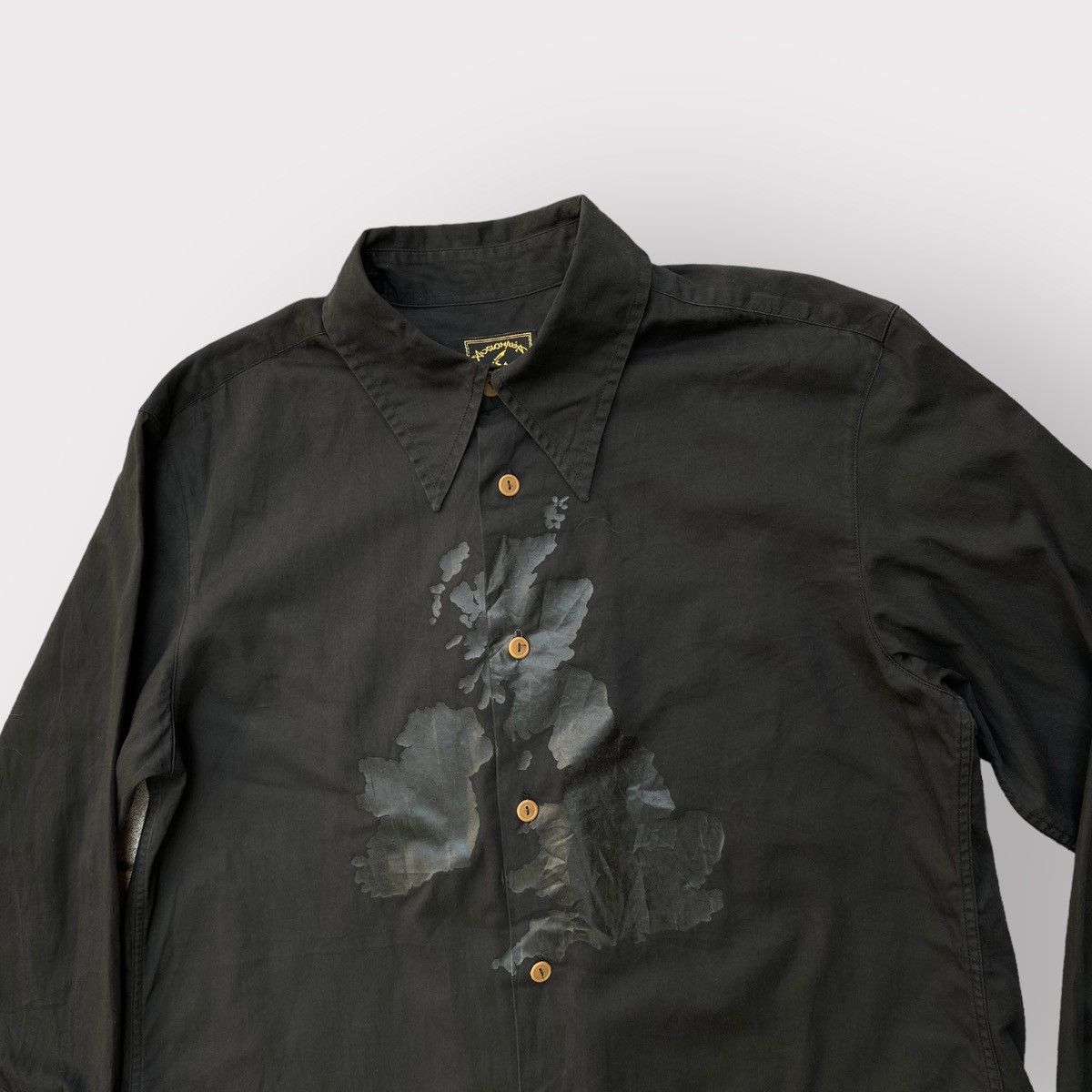 Image of Vivienne Westwood Vintage 1998 Anglomania Uk Map Shirt in Black, Men's (Size Small)