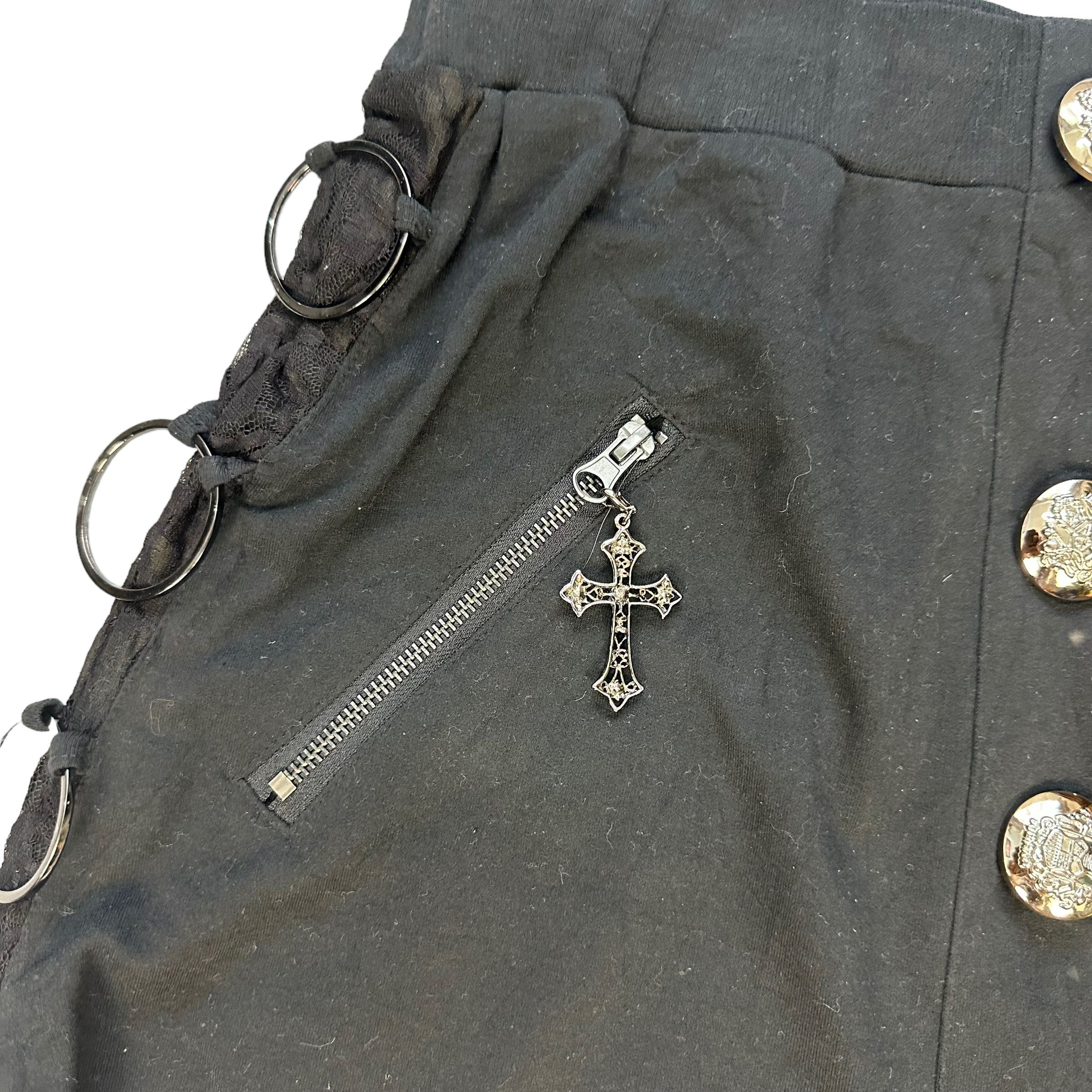 Japanese Brand ALL TRY MY BEST CROSS LOGO BONDAGE SKIRT #7737-167 Size 28" / US 6 / IT 42 - 3 Thumbnail