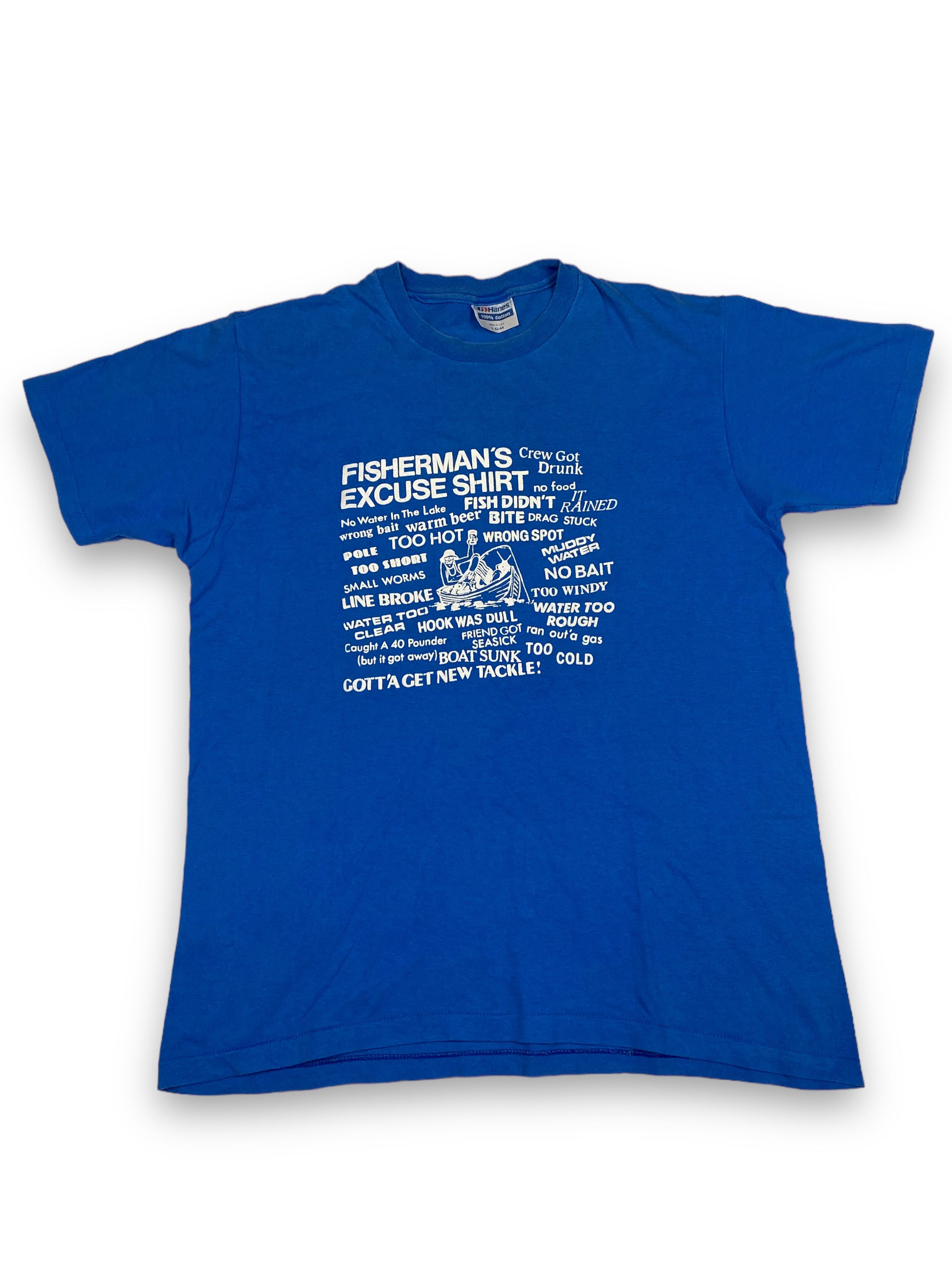 Other Vintage HANES Single Stitch Graphic Blue Print T-Shirt M619 Size US M / EU 48-50 / 2 - 1 Thumbnail