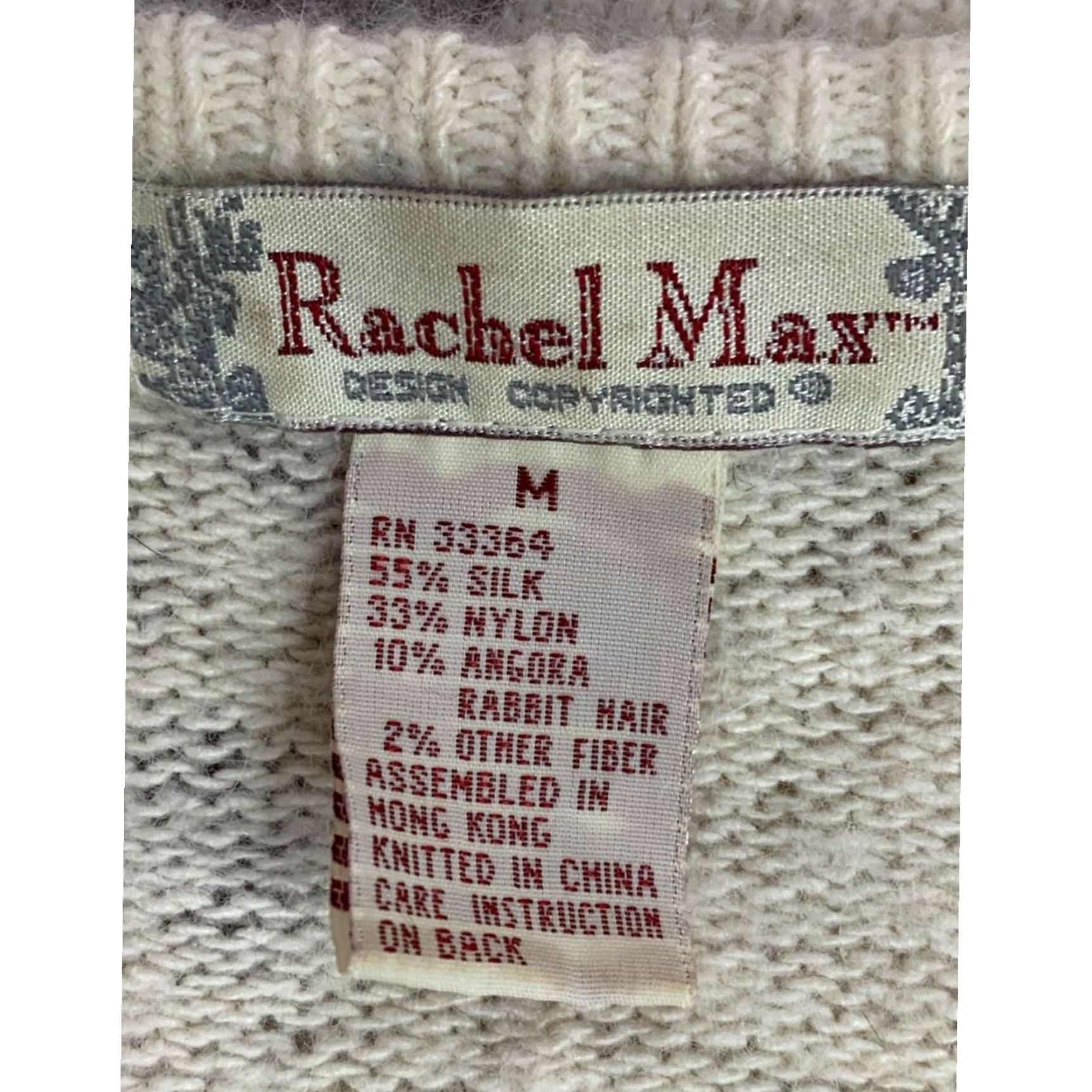 VINTAGE Rachel Max Womens Silk Angora Blend Floral Sweater Shirt