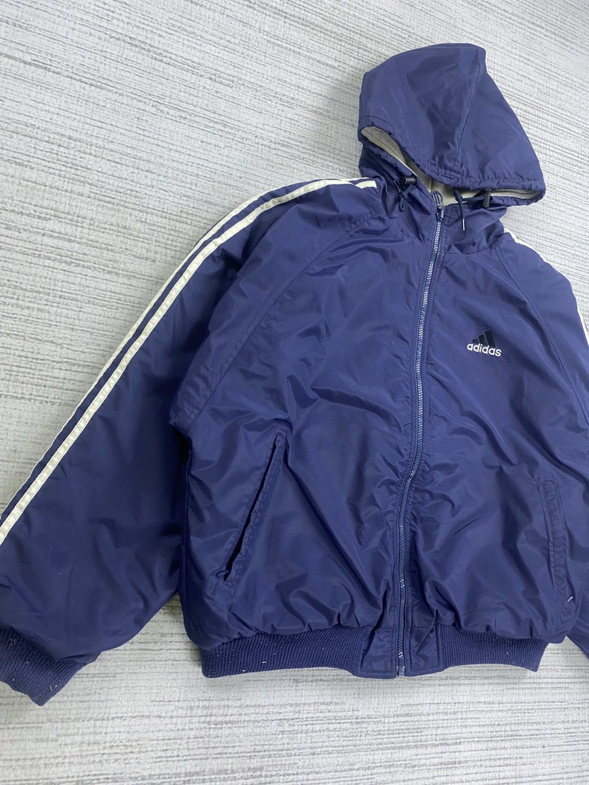 Adidas × Vintage Vintage Y2K Adidas 3 Striped Reversible Hoodie Jacket Size US XL / EU 56 / 4 - 6 Thumbnail