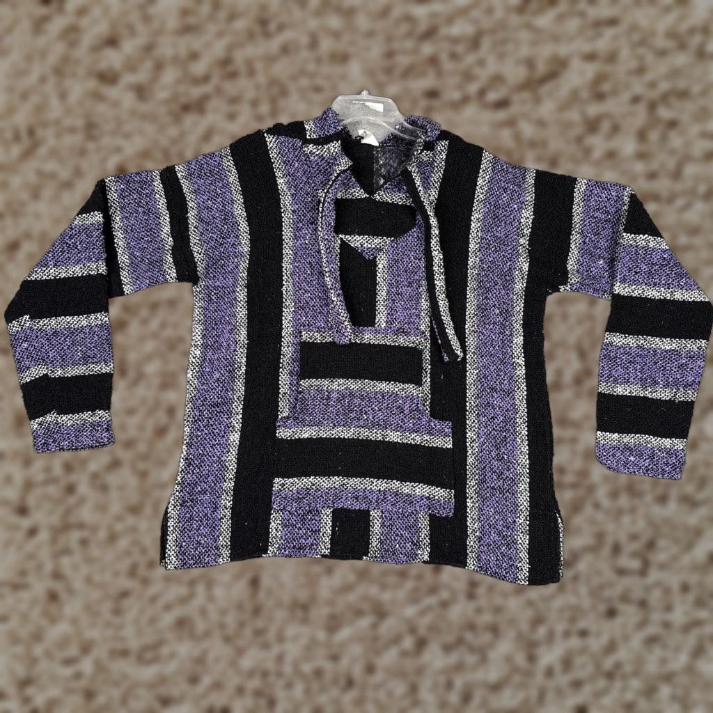 Native Native Import Hoodie Mens Large Purple Striped Baja Kangaroo Hippie Drug Rug Size US L / EU 52-54 / 3 - 1 Thumbnail