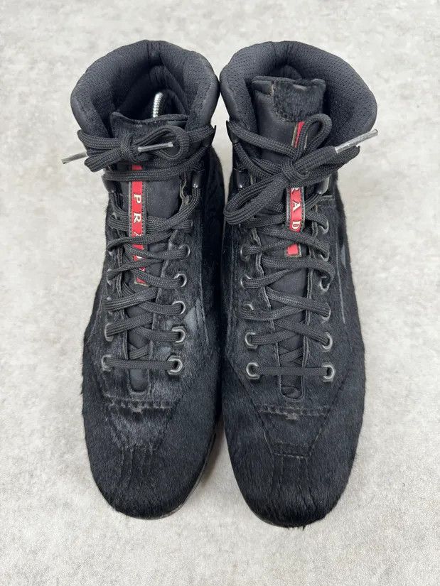 Prada 2000s Prada Pony Hair Leather Black High Shoes Size US 8.5 / EU 41-42 - 2 Thumbnail