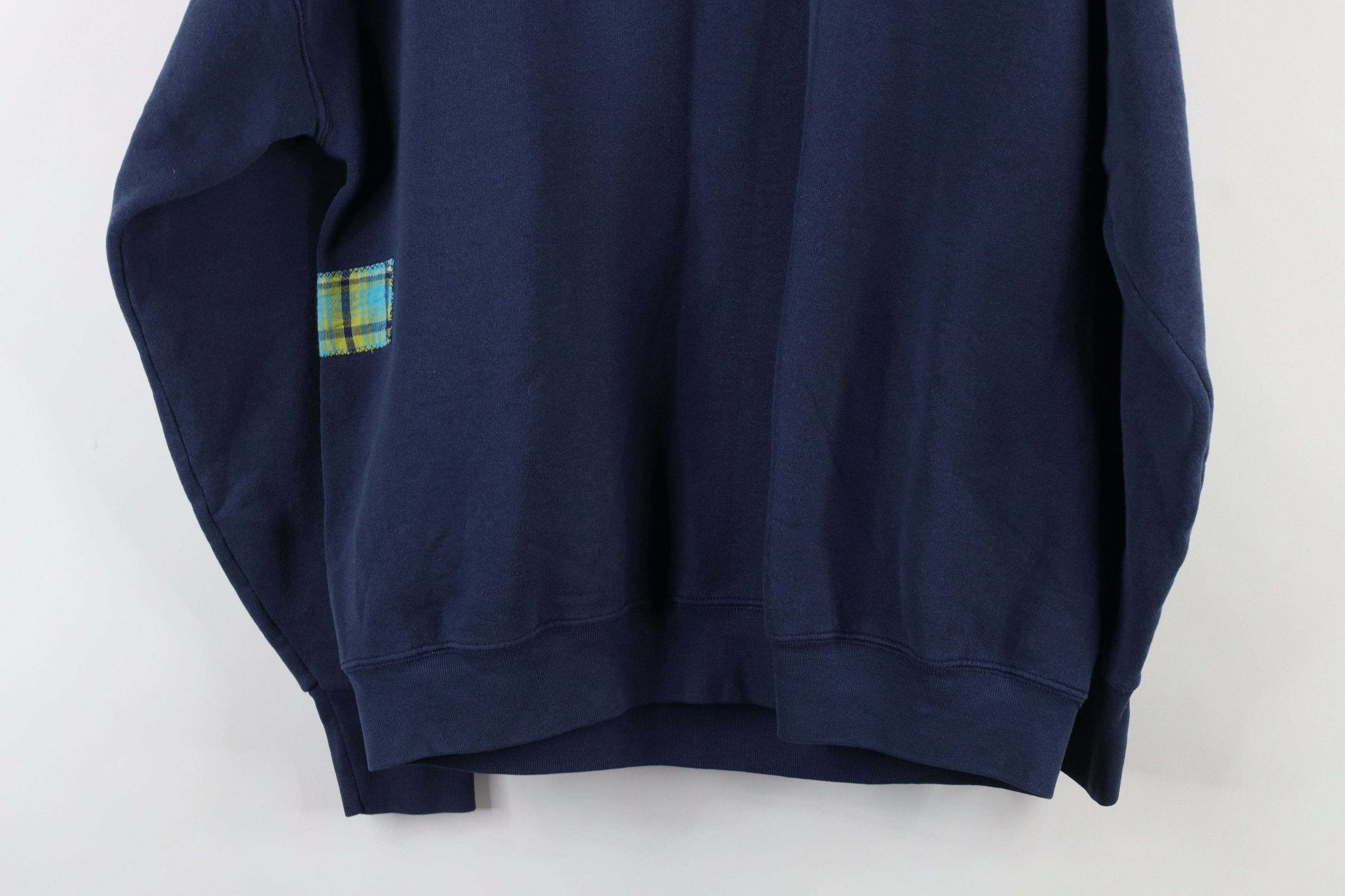 Vintage Vintage 90s Streetwear Patchwork Jean Pocket Sweatshirt Size L / US 10 / IT 46 - 14 Thumbnail