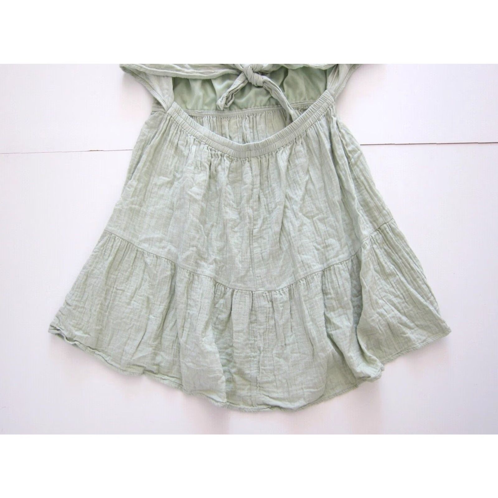 Jessica Simpson VINTAGE Jessica Simpson Cotton Mint Green Open Back Short Sleeve Cottage Sun Dress XL Size 40" / US 18 - 6 Thumbnail