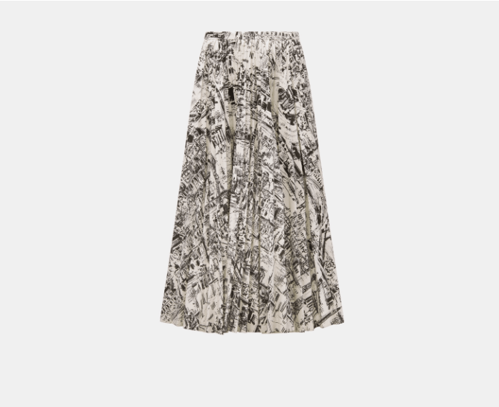 o1w1db10925 442J04 Midi Skirt in White/Black